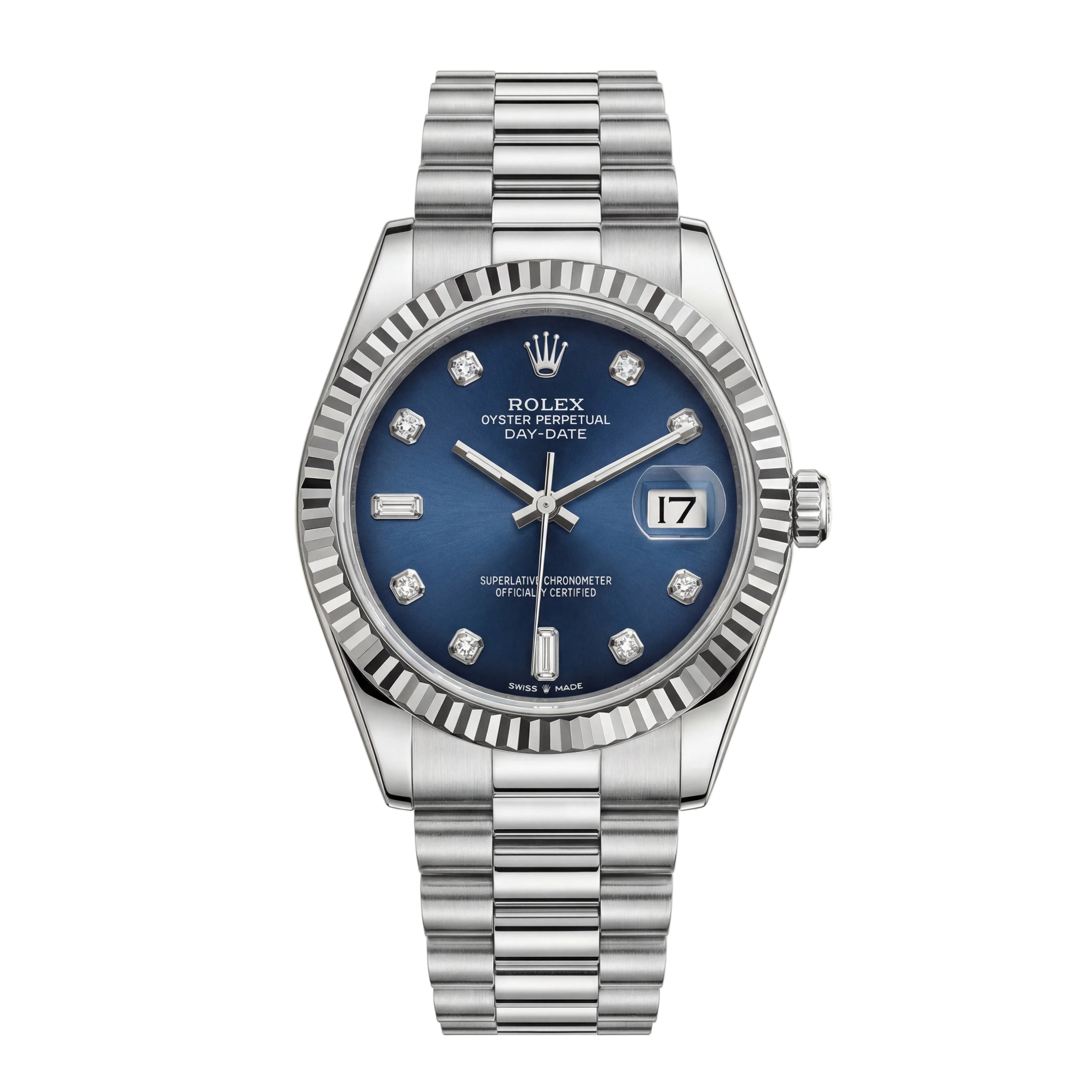 Centrix Midnight Blue Diamond Day-Date Silver Watch