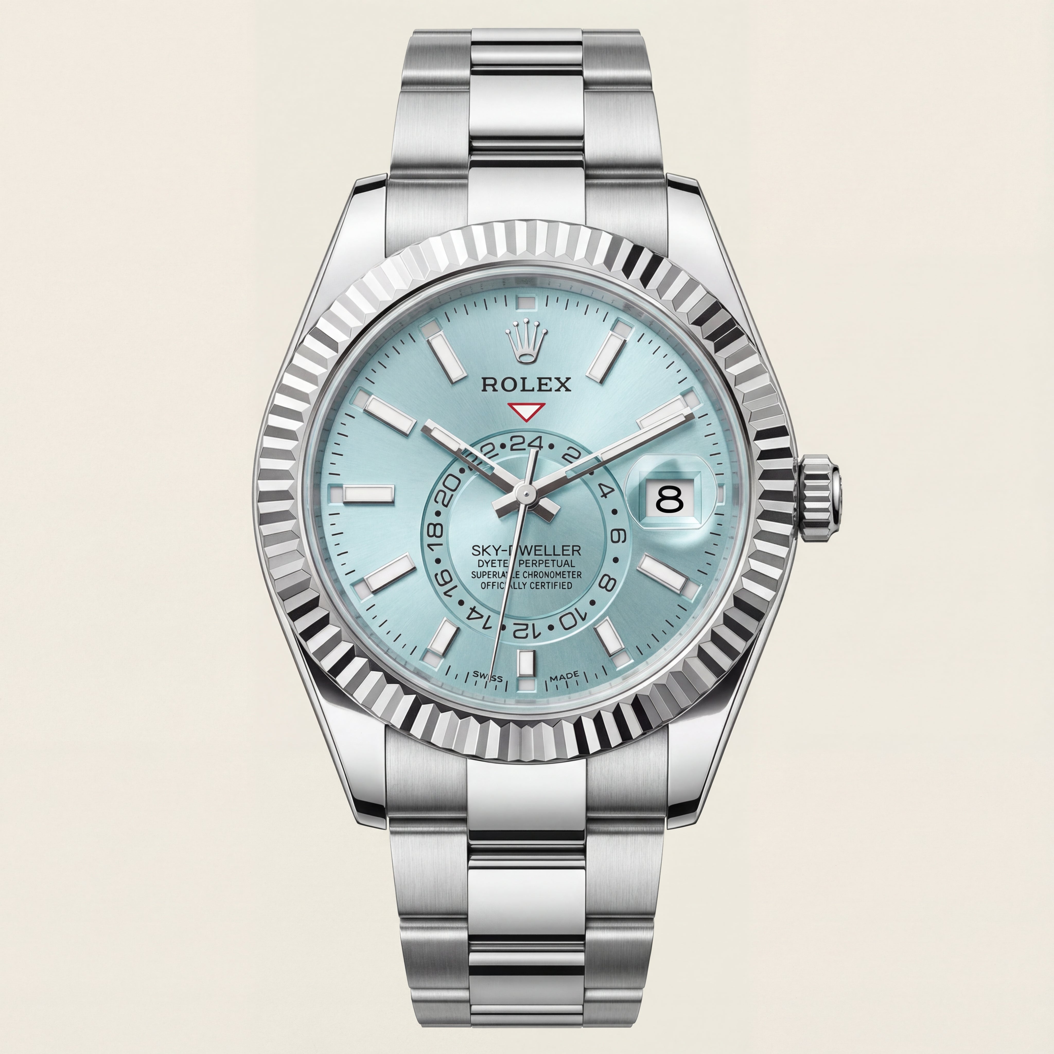 Centrix Ice Blue Dual-Time Automatic Silver Watch