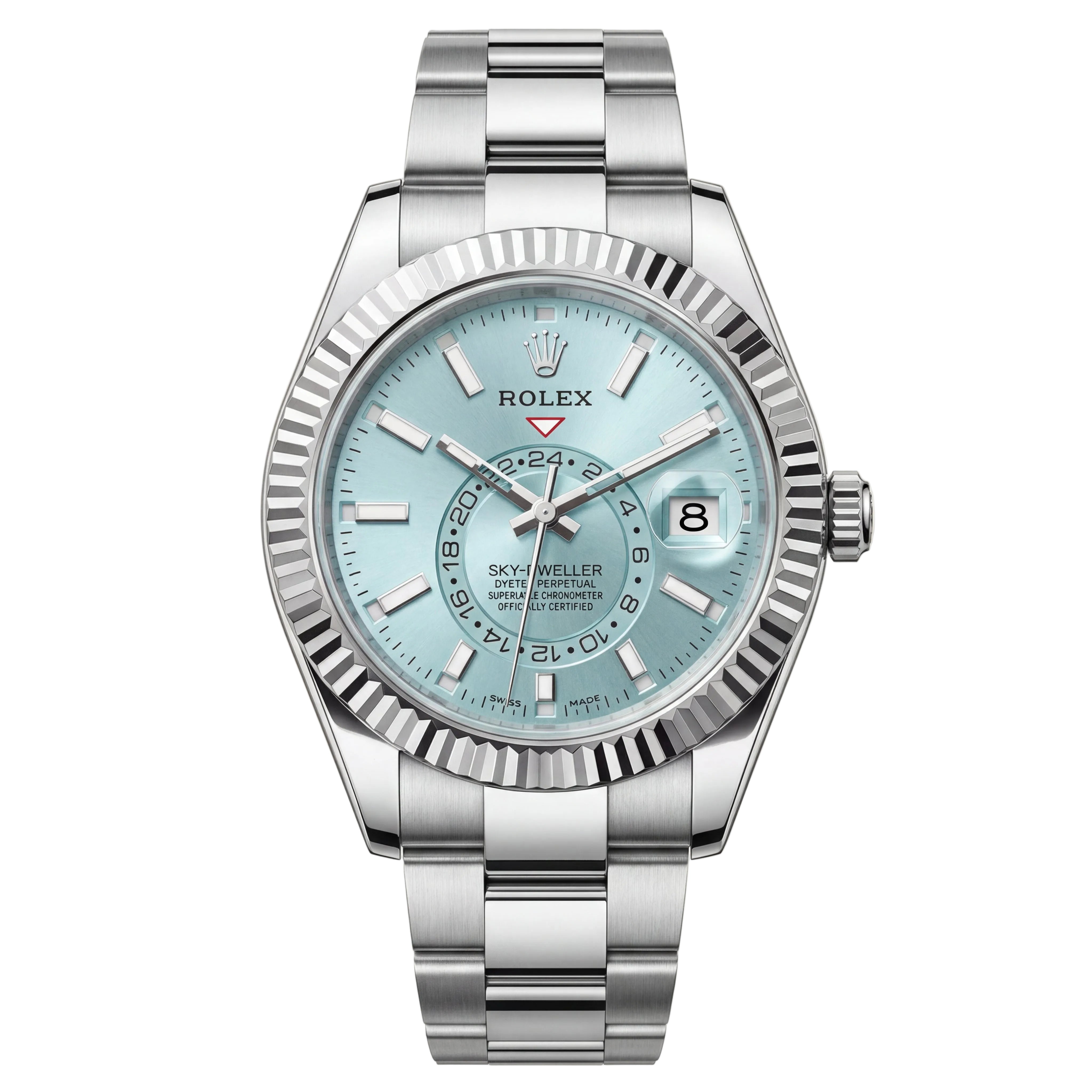 Centrix Ice Blue Dual-Time Silver Watch