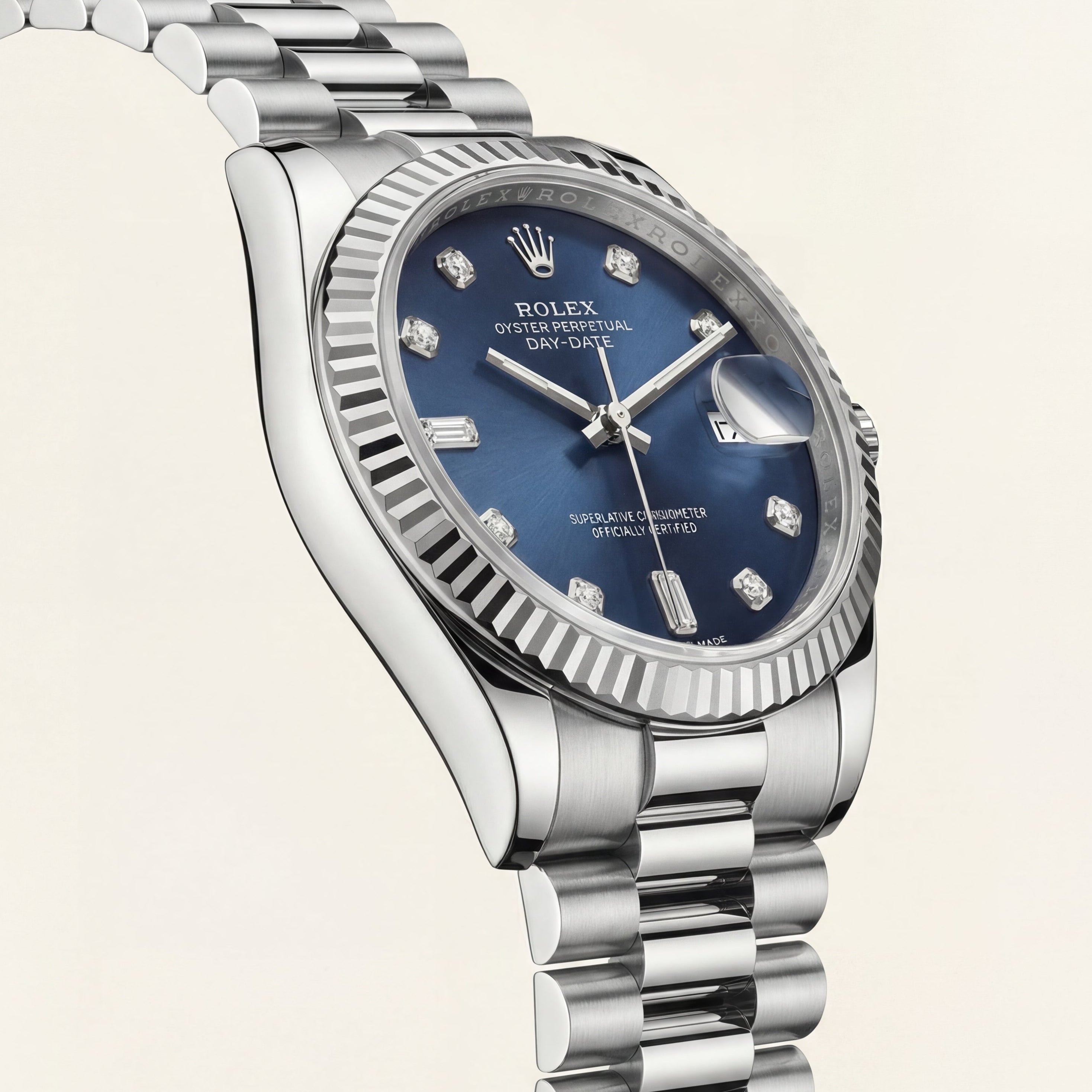 Centrix Midnight Blue Diamond Day-Date Automatic Silver Watch