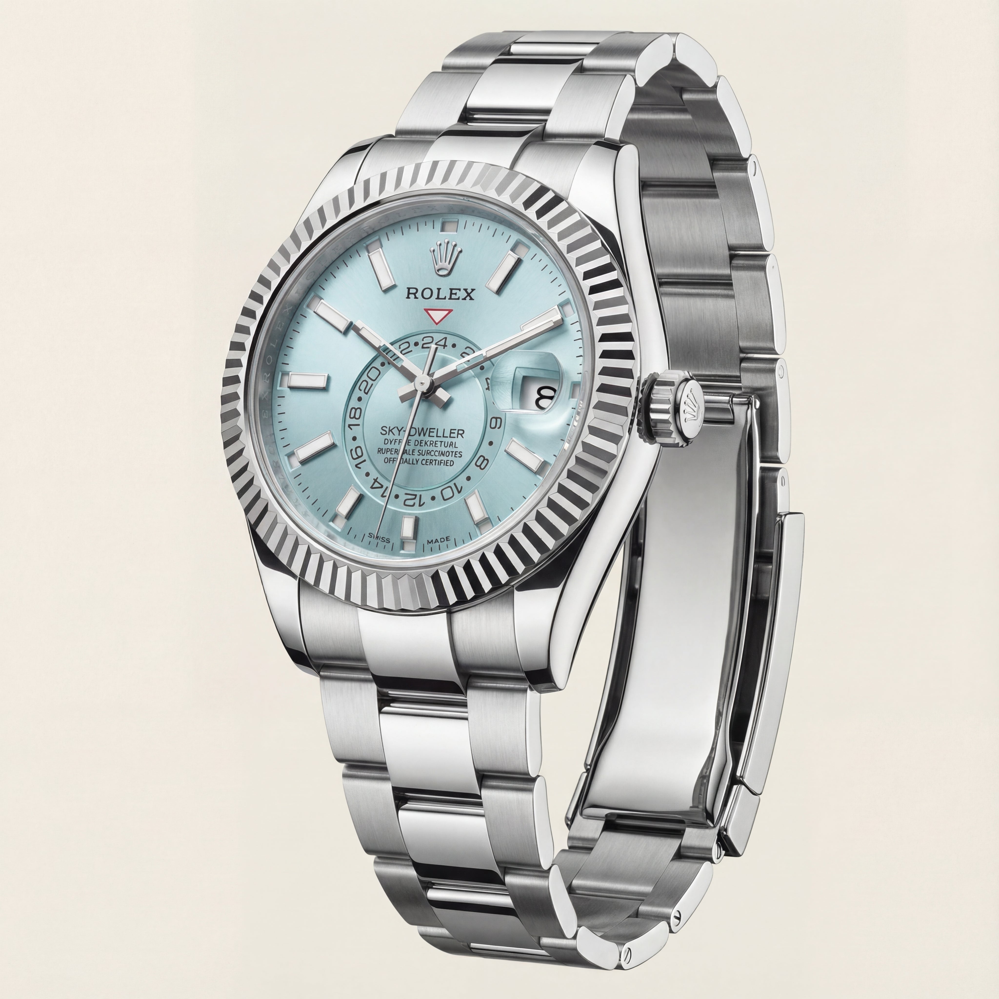 Centrix Ice Blue Dual-Time Automatic Silver Watch