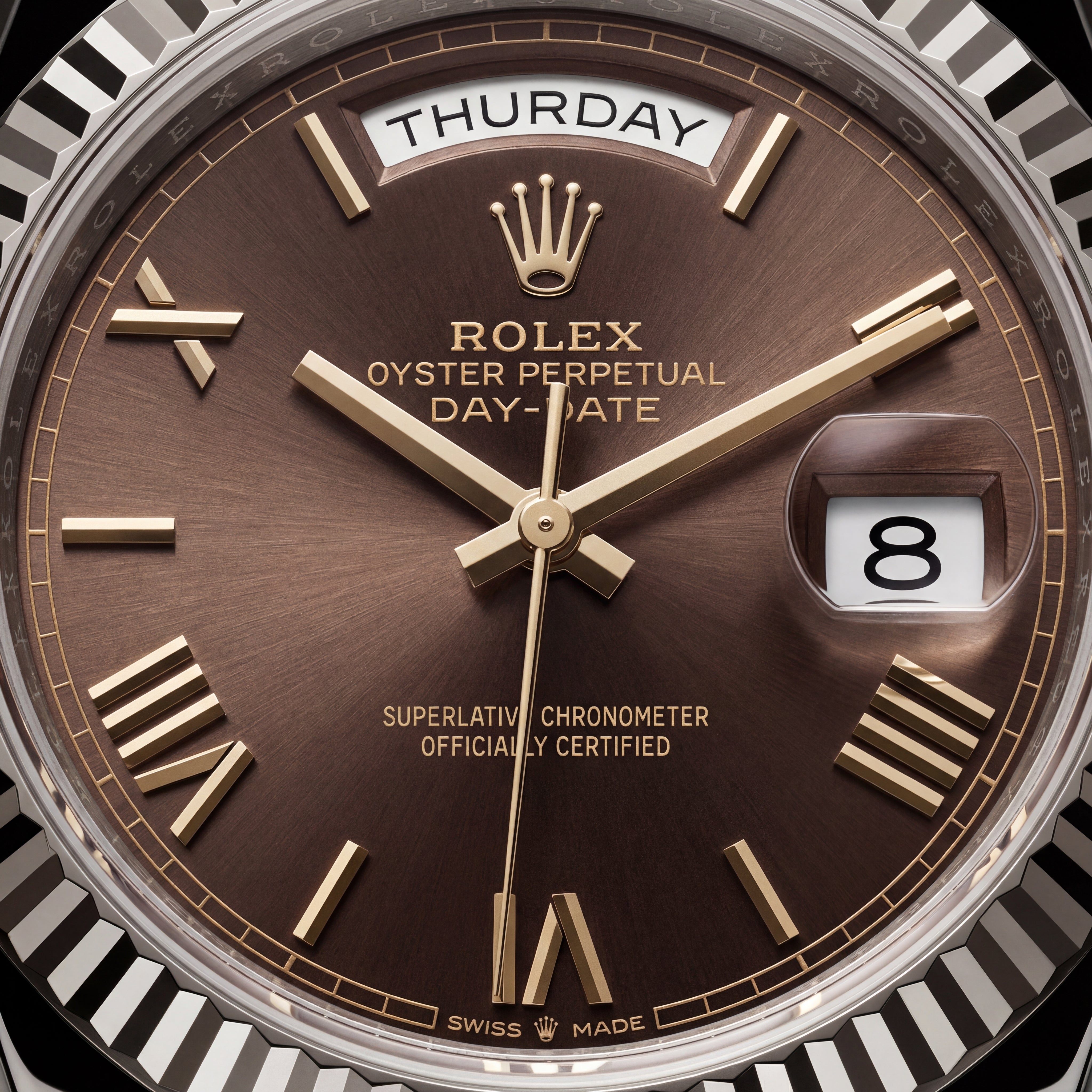 Centrix Chocolate Brown Day-Date Automatic Silver Watch