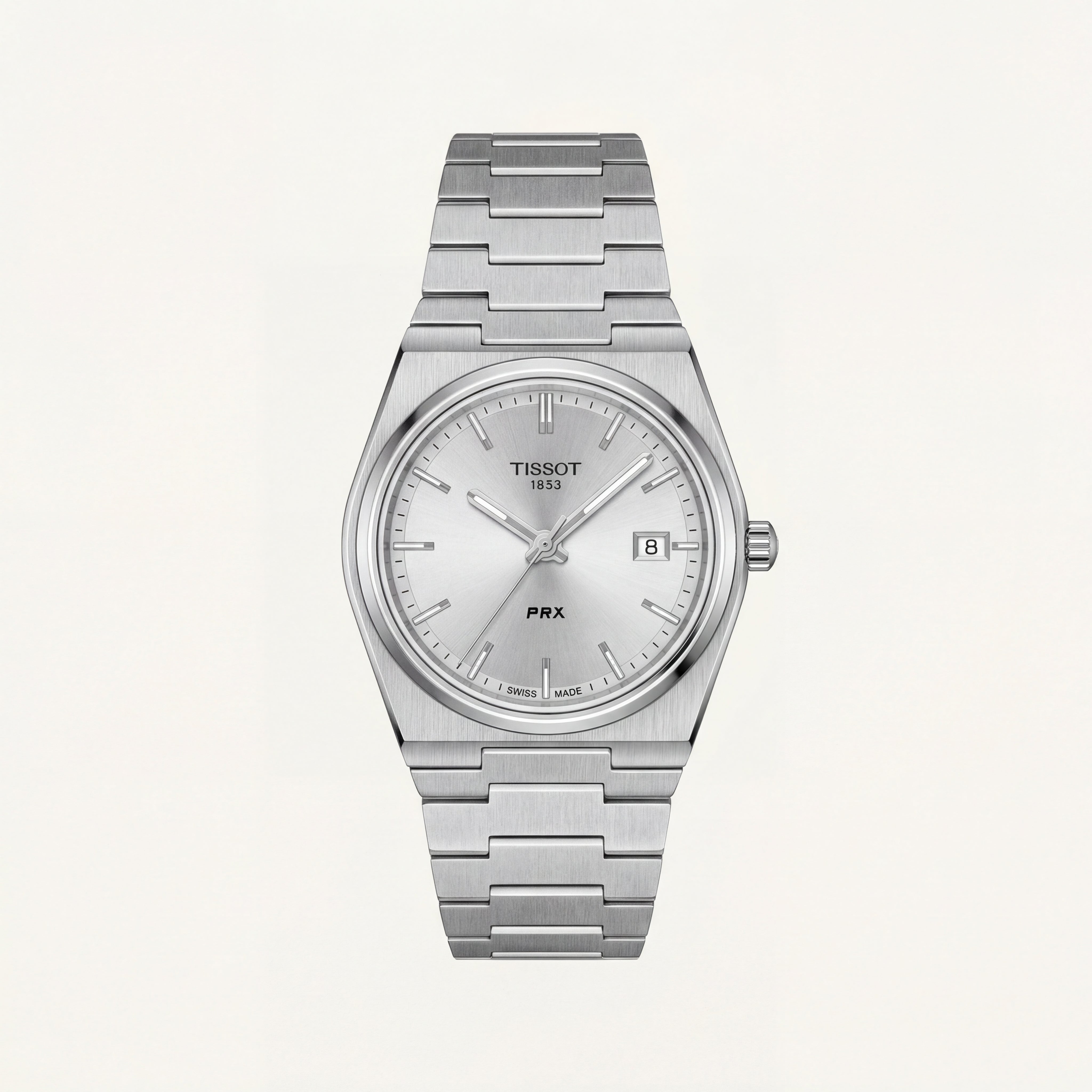 Stainless Steel Integrated Bracelet Silver Dial Date Watch – Women