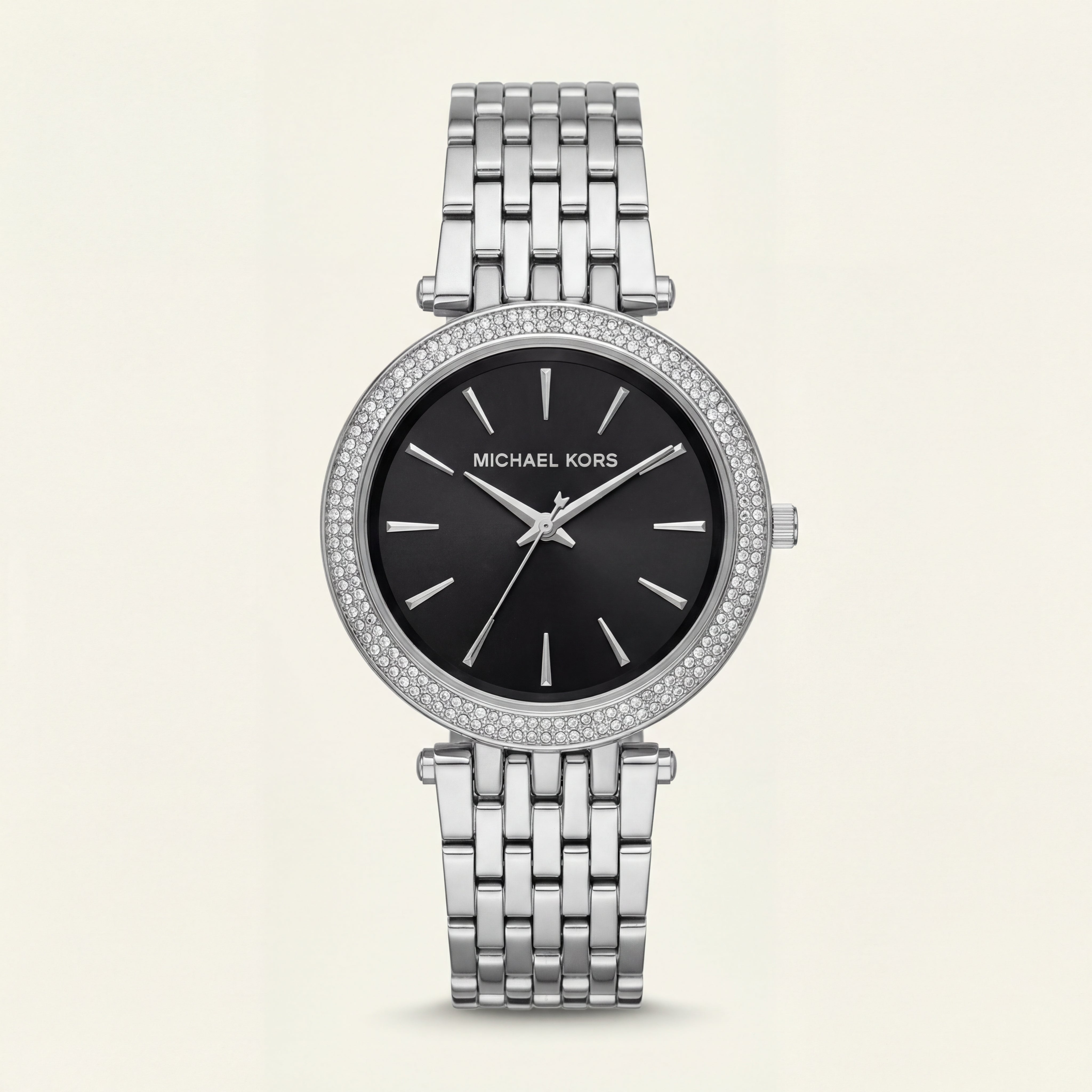 Stainless Steel Crystal Bezel Black Dial Luxury Bracelet Watch – Women