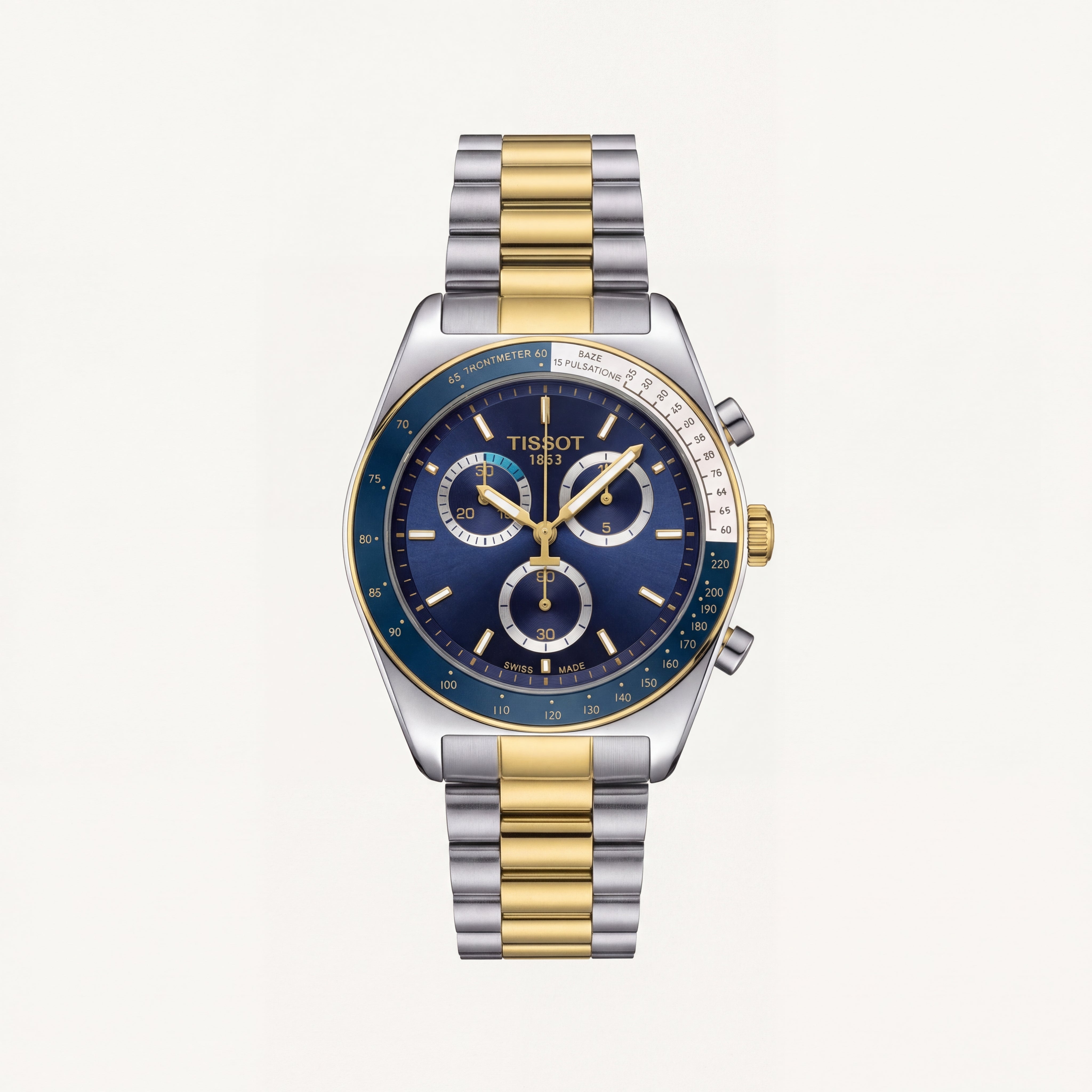 Luxury Two-Tone Stainless Steel Chronograph Tachymeter Blue Dial Premium Bracelet Watch – Men