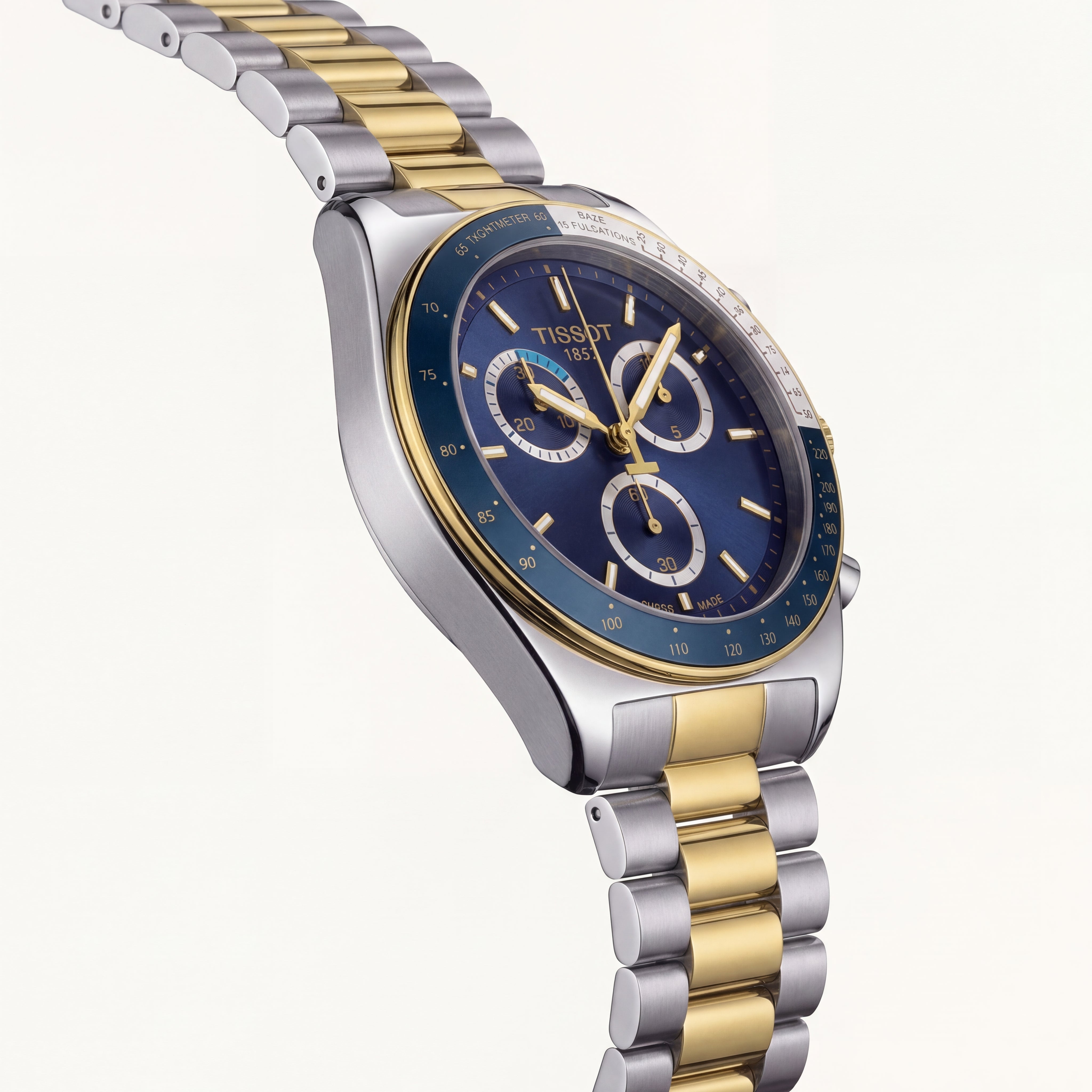 Luxury Two-Tone Stainless Steel Chronograph Tachymeter Blue Dial Premium Bracelet Watch – Men