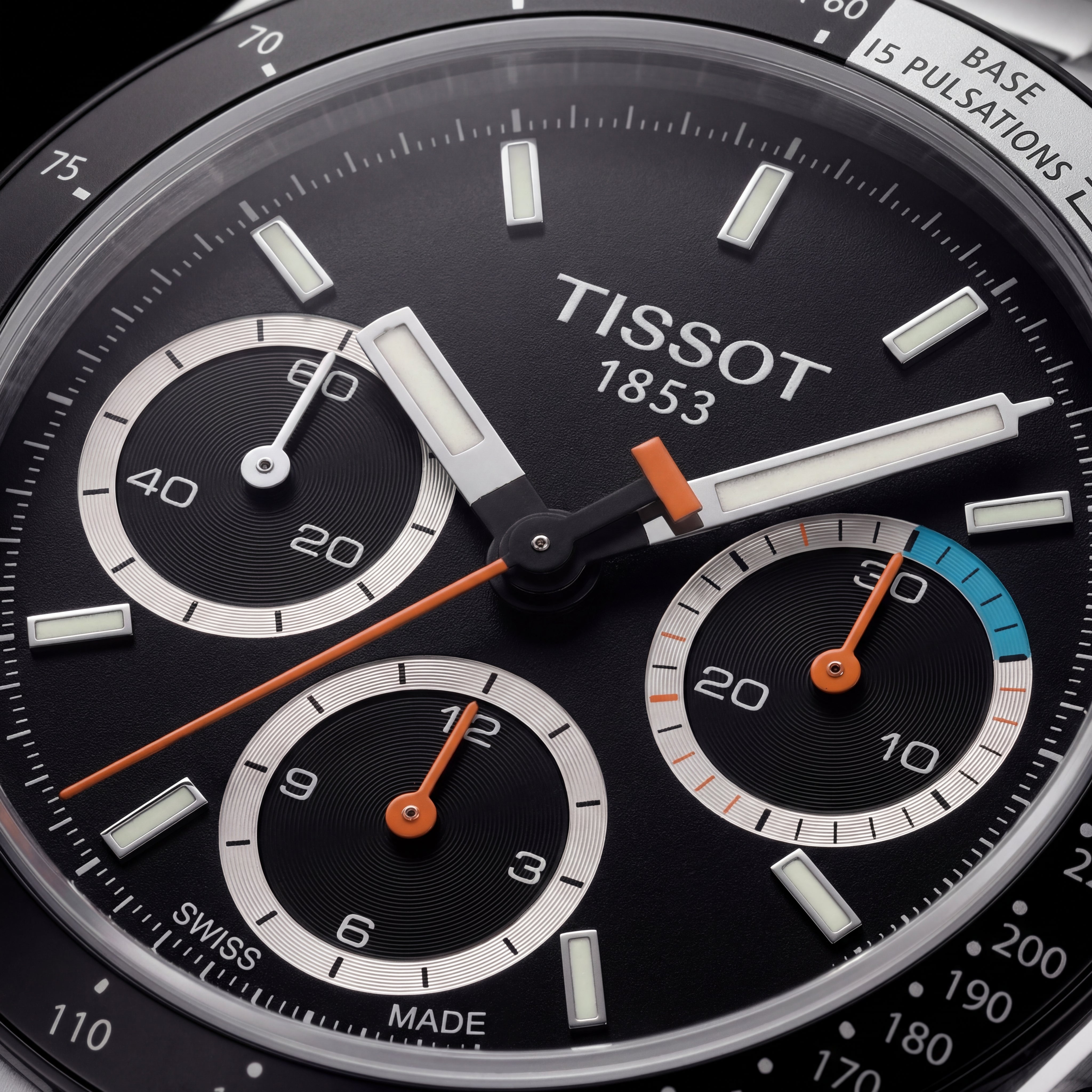 Luxury Stainless Steel Chronograph Tachymeter Black Dial Sport Bracelet Watch – Men