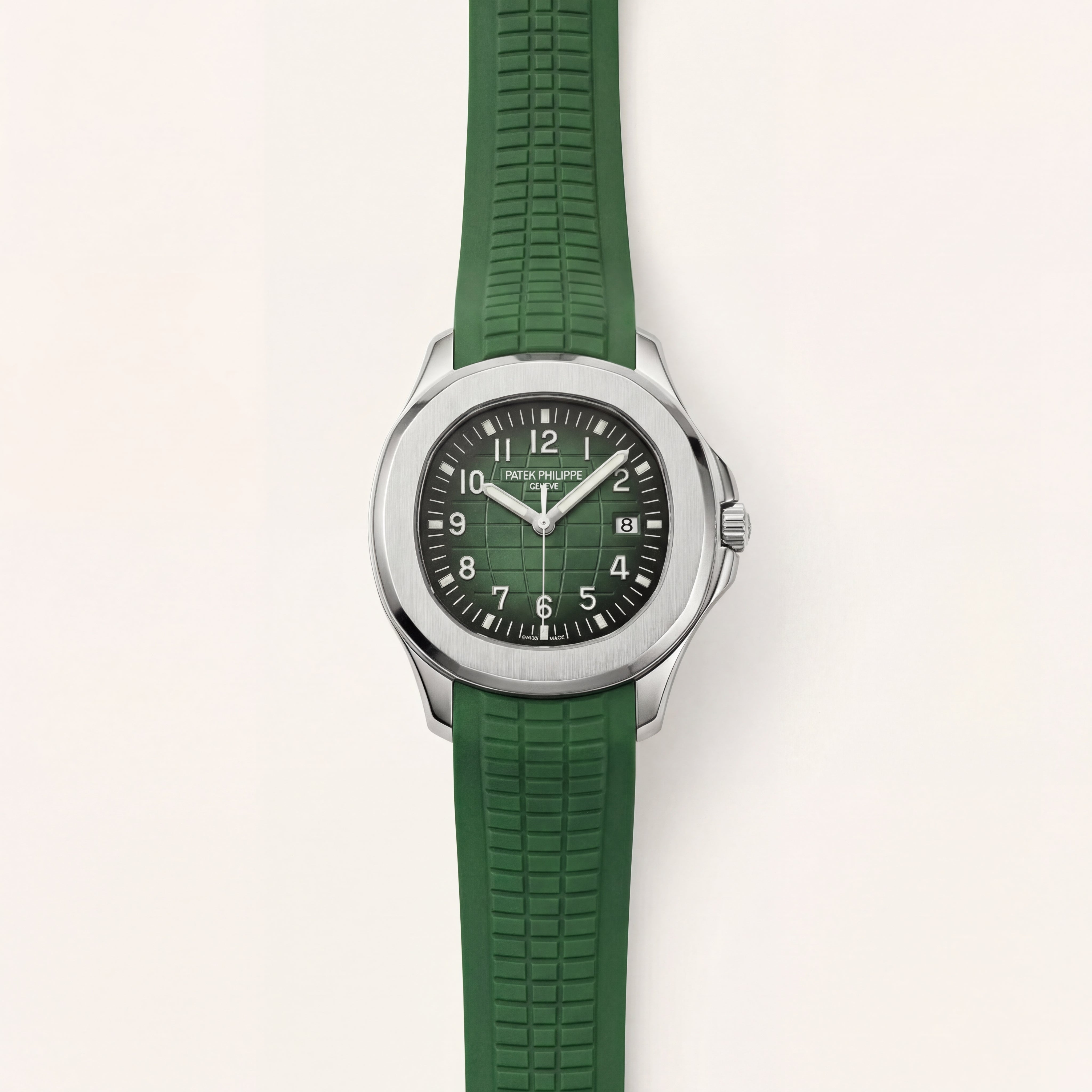 Luxury Stainless Steel Sport Watch Green Embossed Dial Green Rubber Strap Premium Automatic Watch – Men