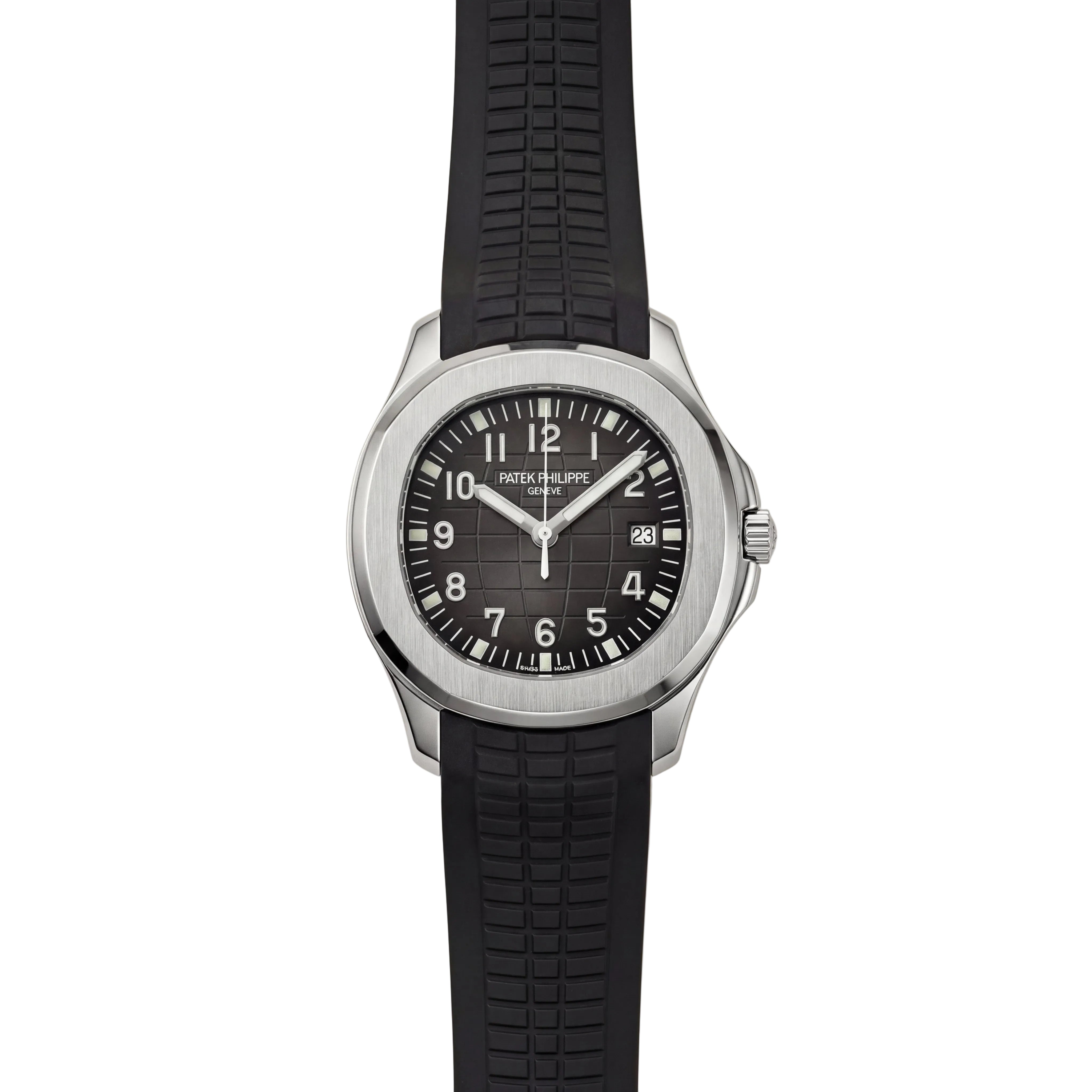 Luxury Stainless Steel Sport Watch Charcoal Embossed Dial Black Rubber Strap Premium Watch – Men