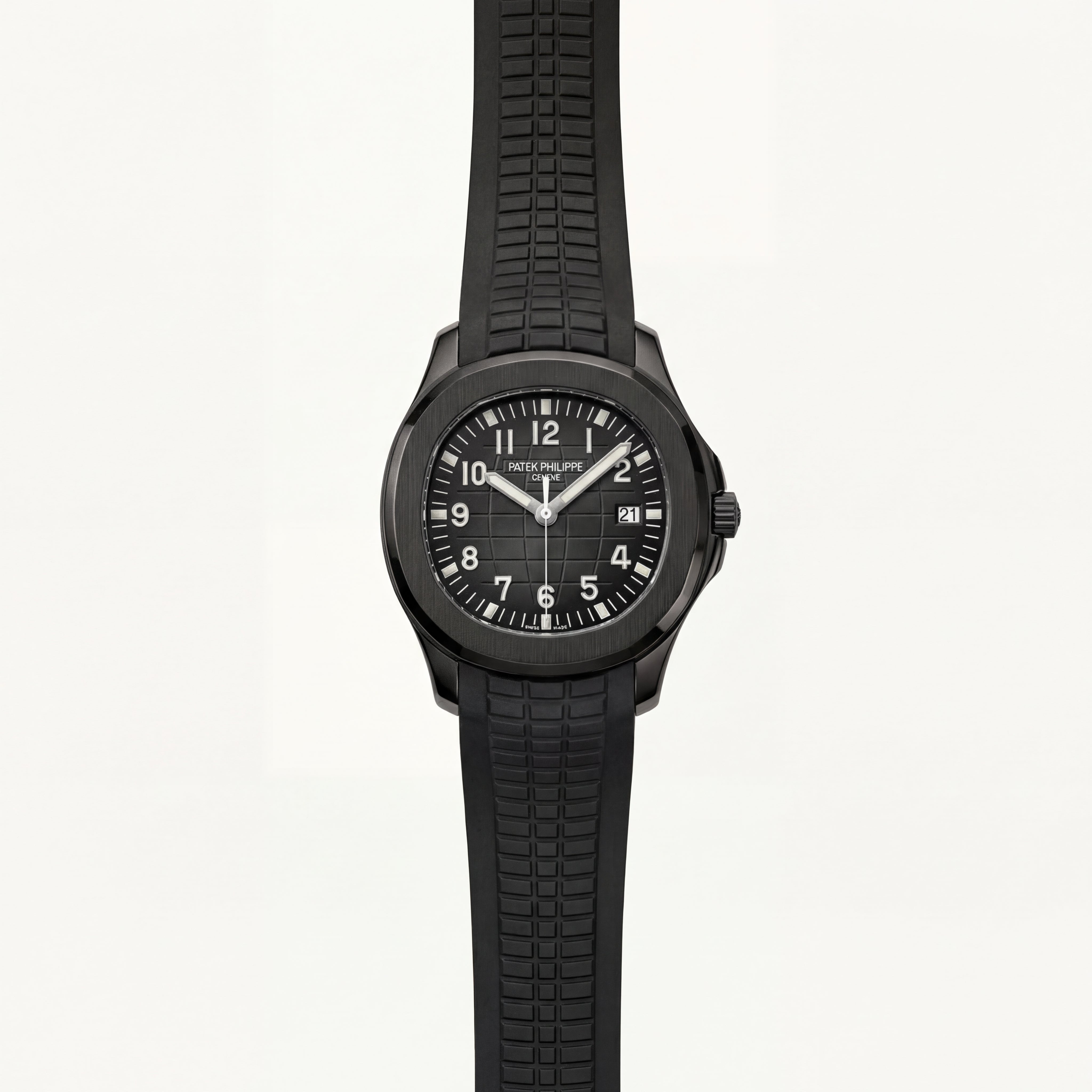 Luxury Black Stainless Steel Sport Watch Charcoal Embossed Dial Black Rubber Strap Premium Automatic Watch – Men