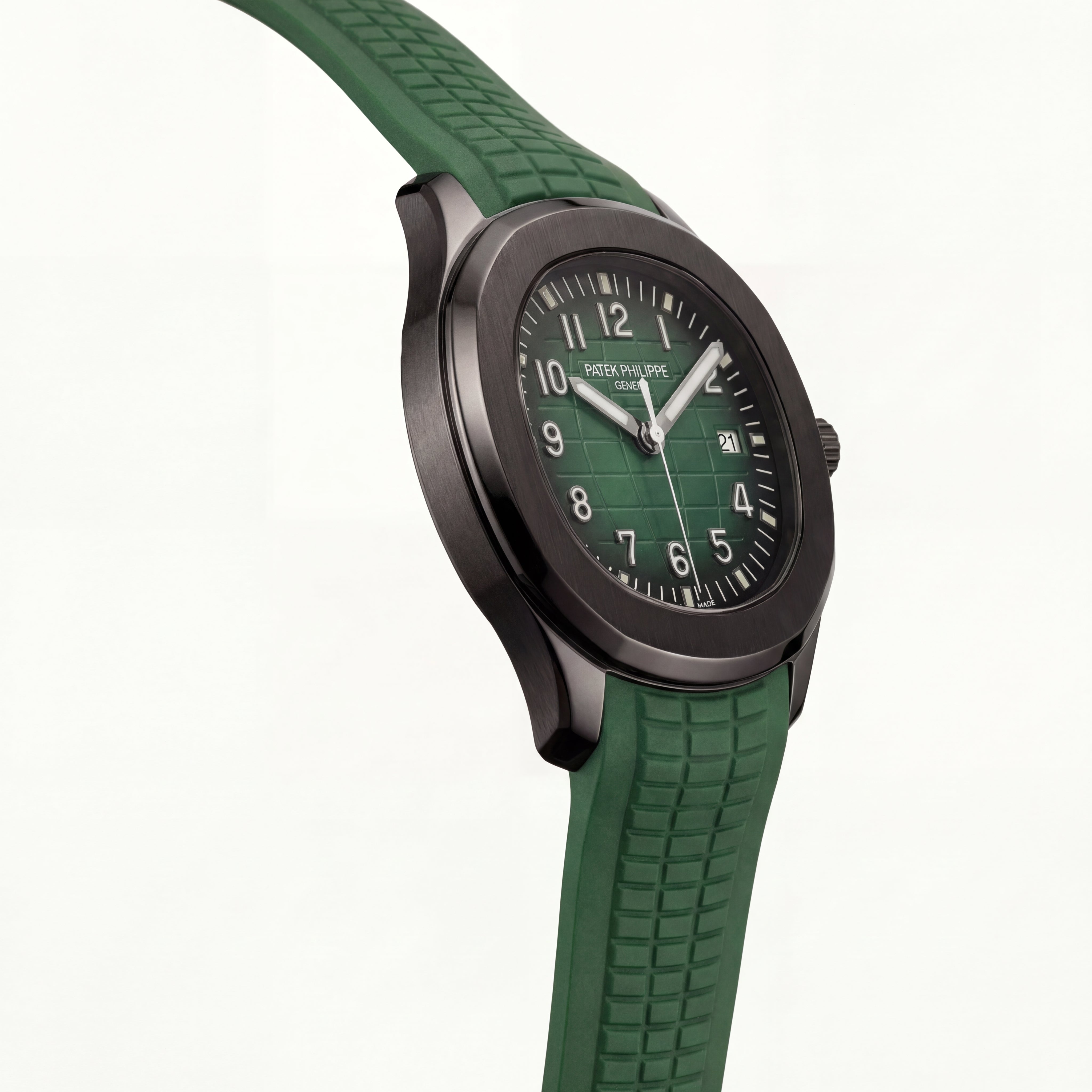 Luxury Green Sport Watch Black Stainless Steel Case Green Textured Dial Premium Rubber Strap Automatic Watch – Men