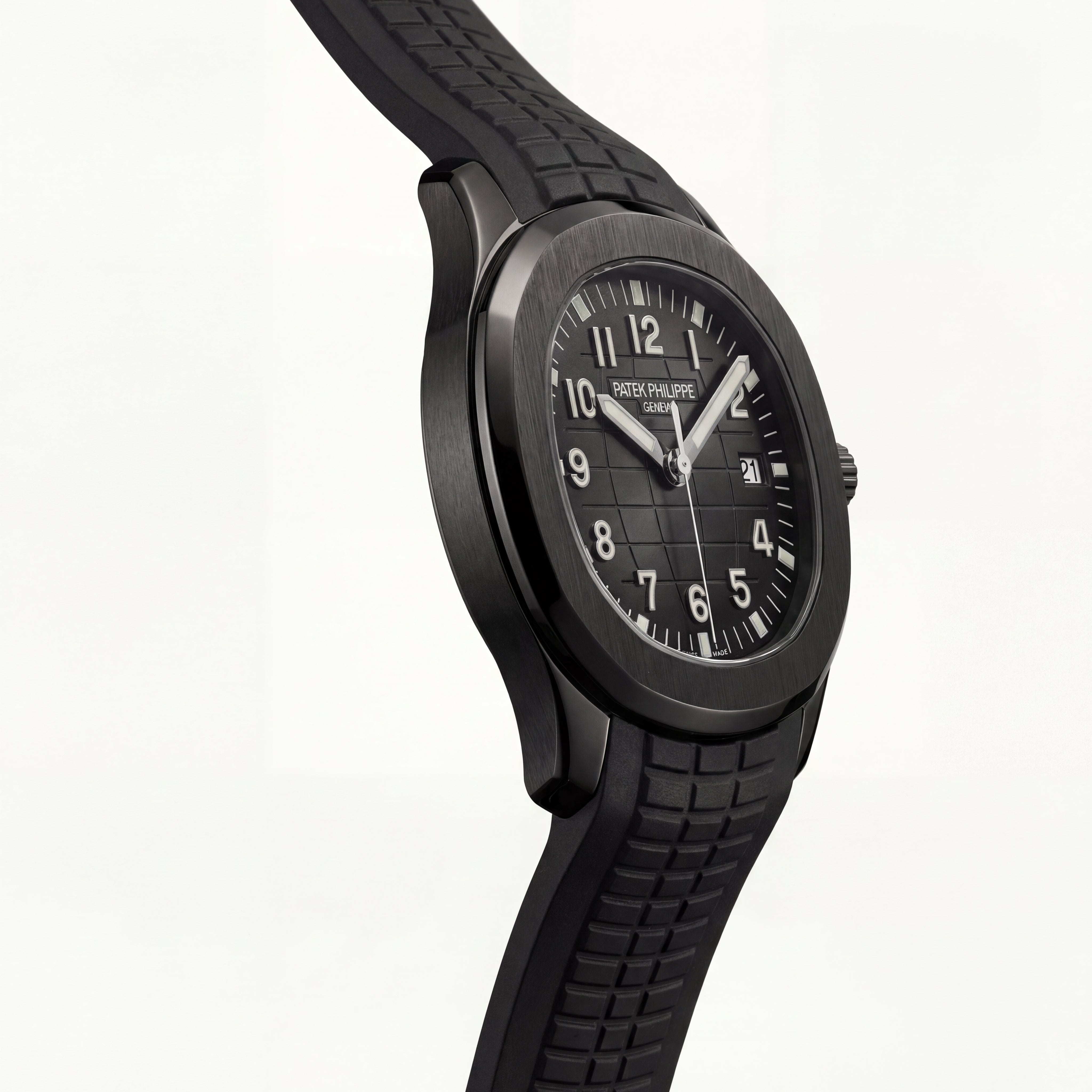 Luxury Black Stainless Steel Sport Watch Charcoal Embossed Dial Black Rubber Strap Premium Automatic Watch – Men