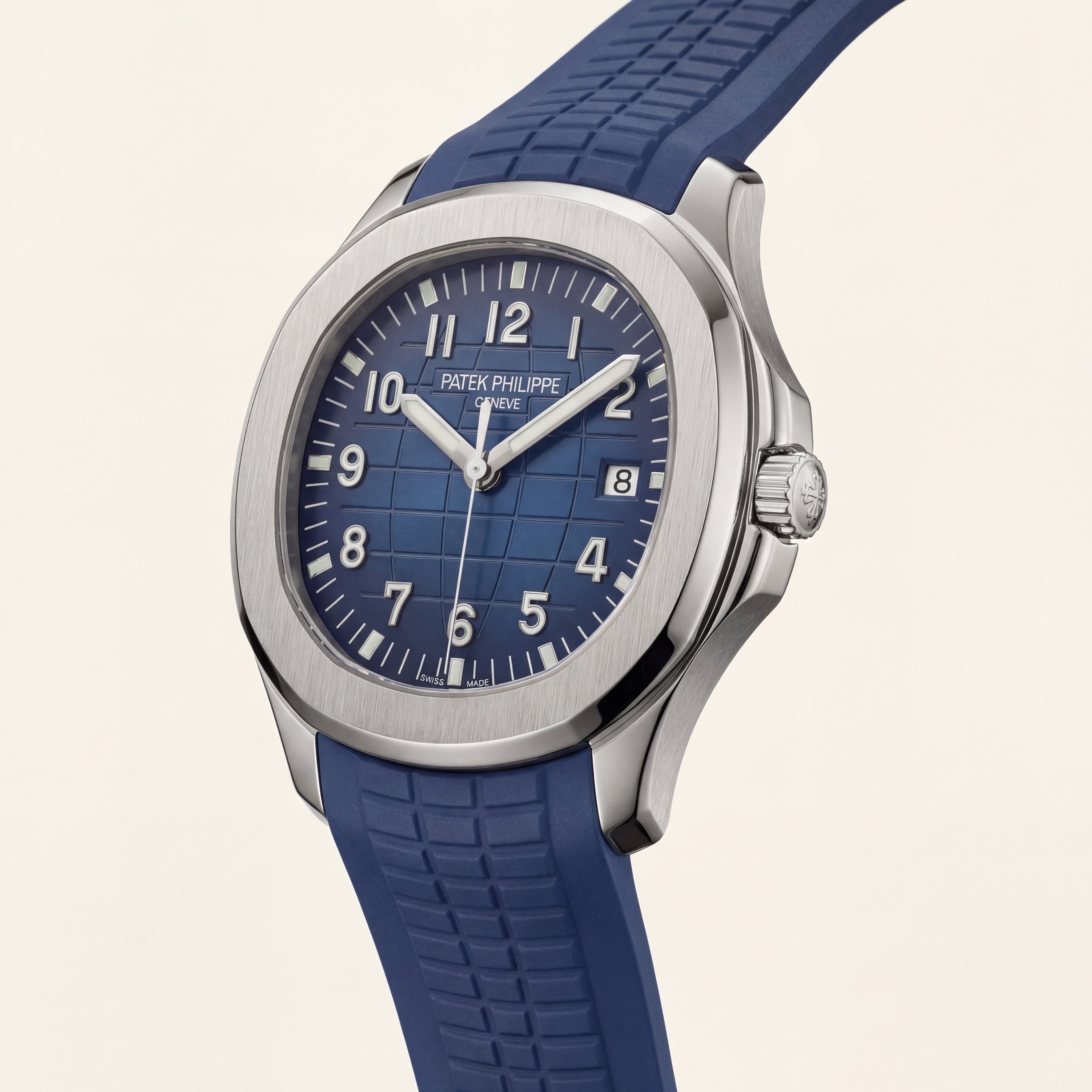 Luxury Blue Sport Watch Stainless Steel Case Blue Textured Dial Premium Rubber Strap Automatic Watch – Men