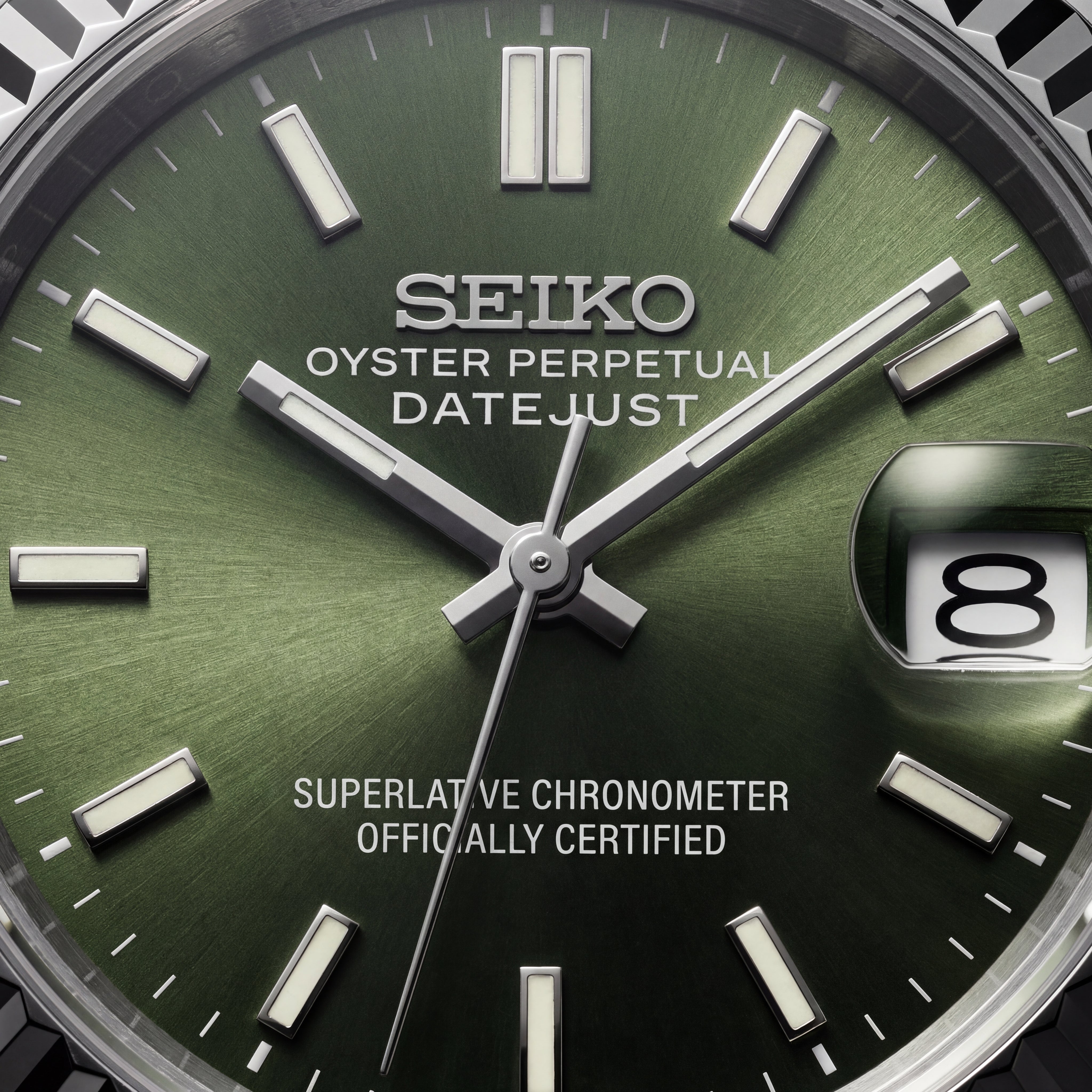 Luxury Silver Stainless Steel Watch Fluted Bezel Green Sunburst Dial Jubilee Bracelet Premium Automatic Watch – Men