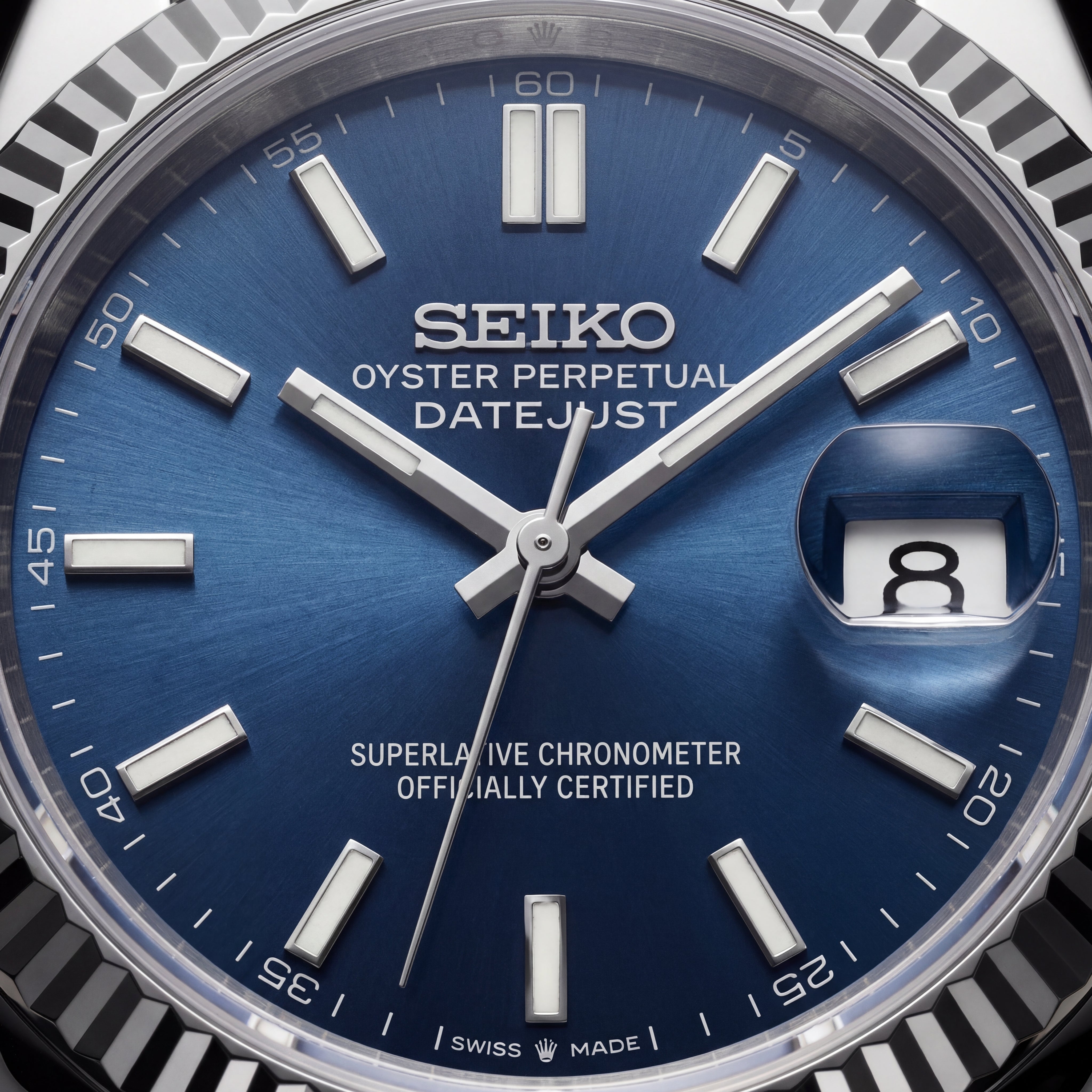 Luxury Stainless Steel Watch Fluted Bezel Blue Sunburst Dial Jubilee Bracelet Premium Automatic Date Watch – Men