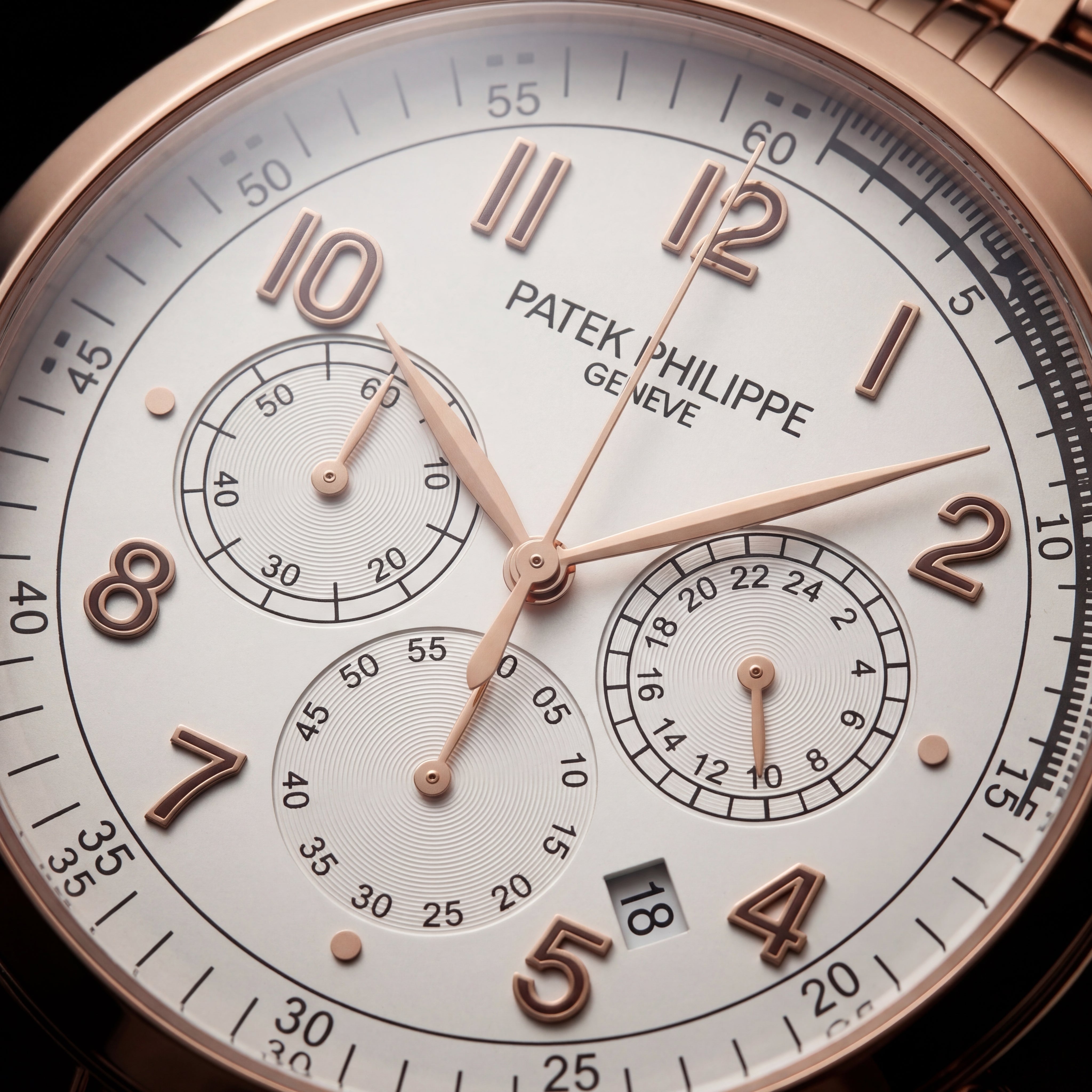 Luxury Rose Gold Stainless Steel Chronograph Watch Silver Dial Arabic Numerals Multi-Subdial Date Display – Men