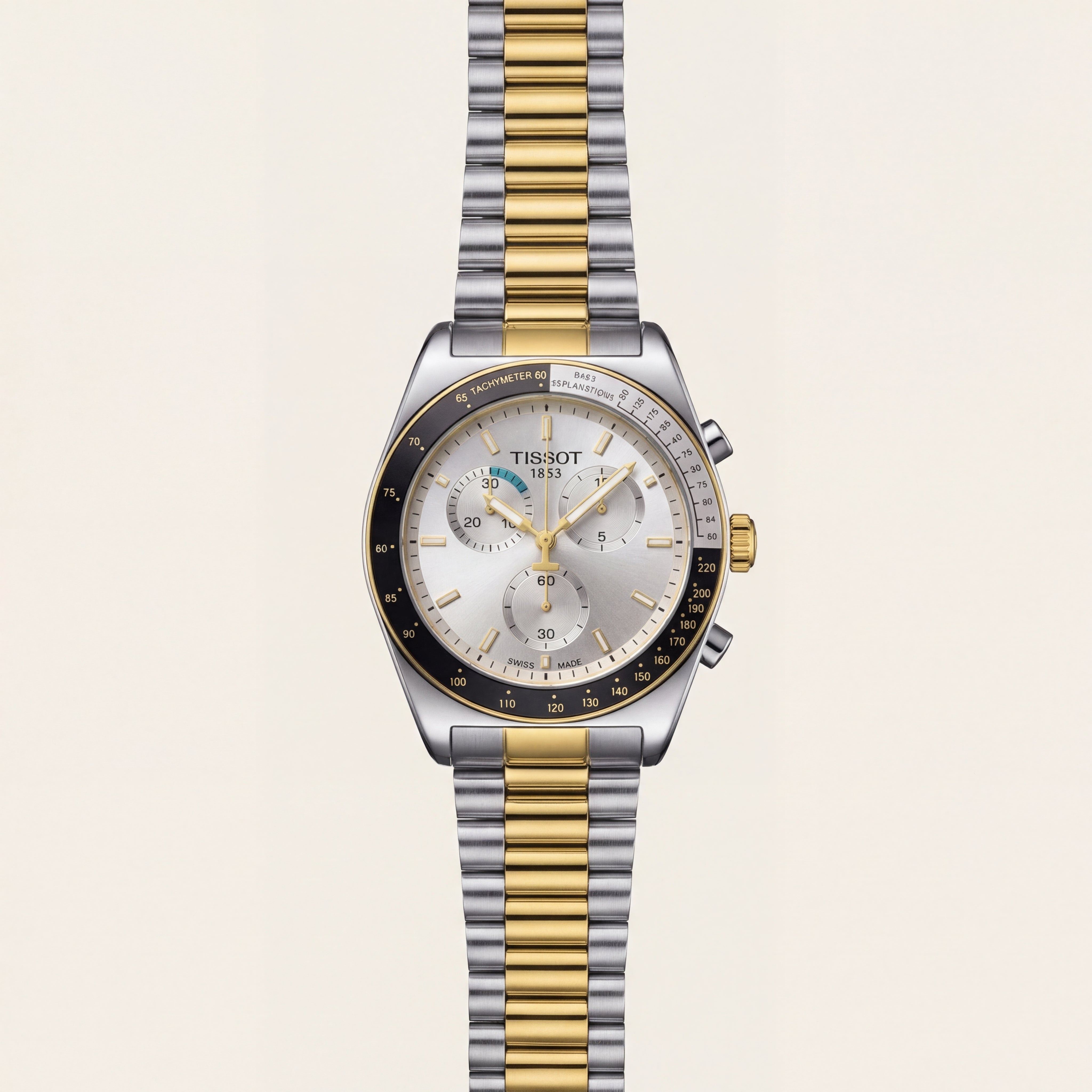 Luxury Two-Tone Stainless Steel Chronograph Tachymeter Silver Dial Premium Bracelet Watch – Men