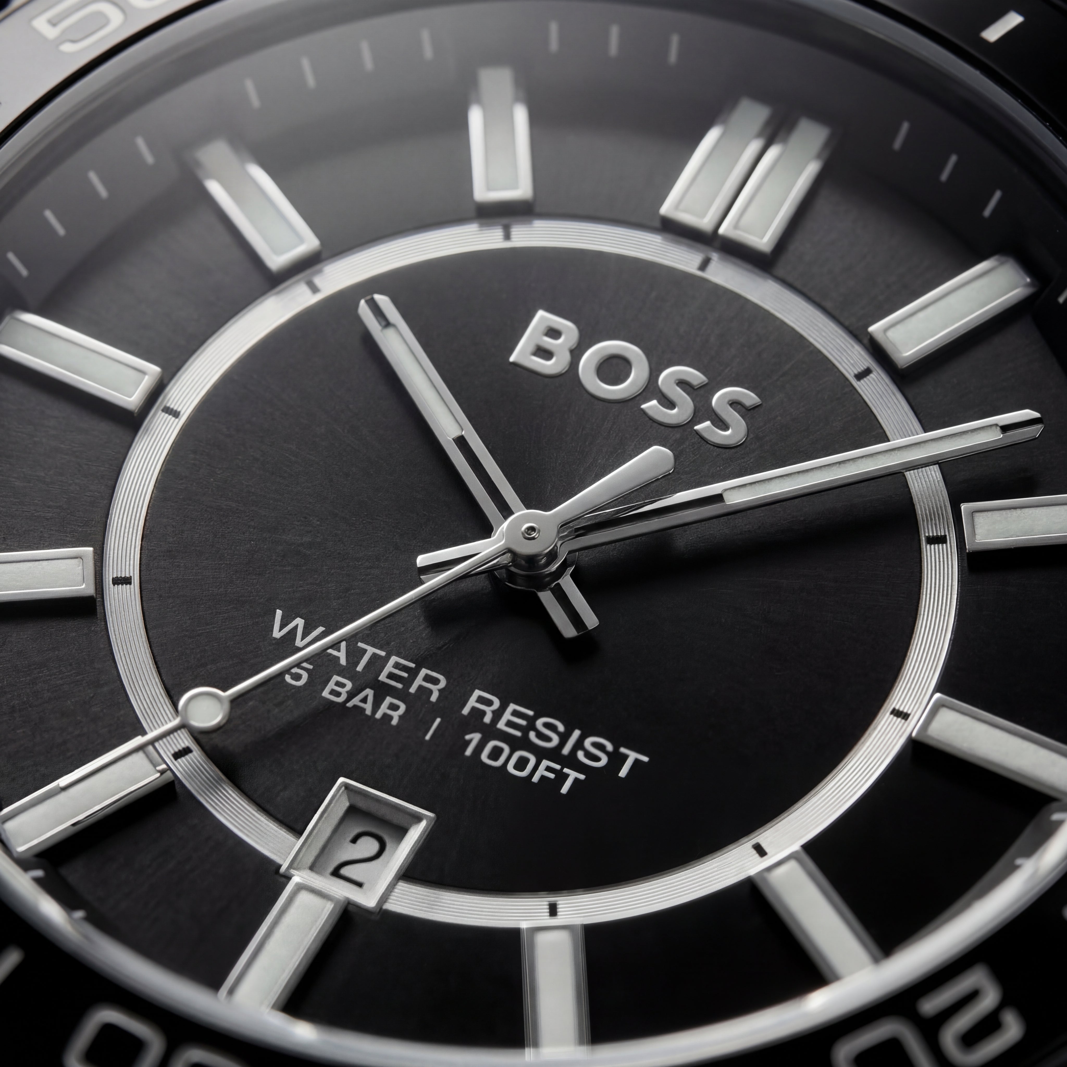 Premium Black Stainless Steel Watch Black Dial Sport Bezel Date Display All-Black Luxury Watch – Men