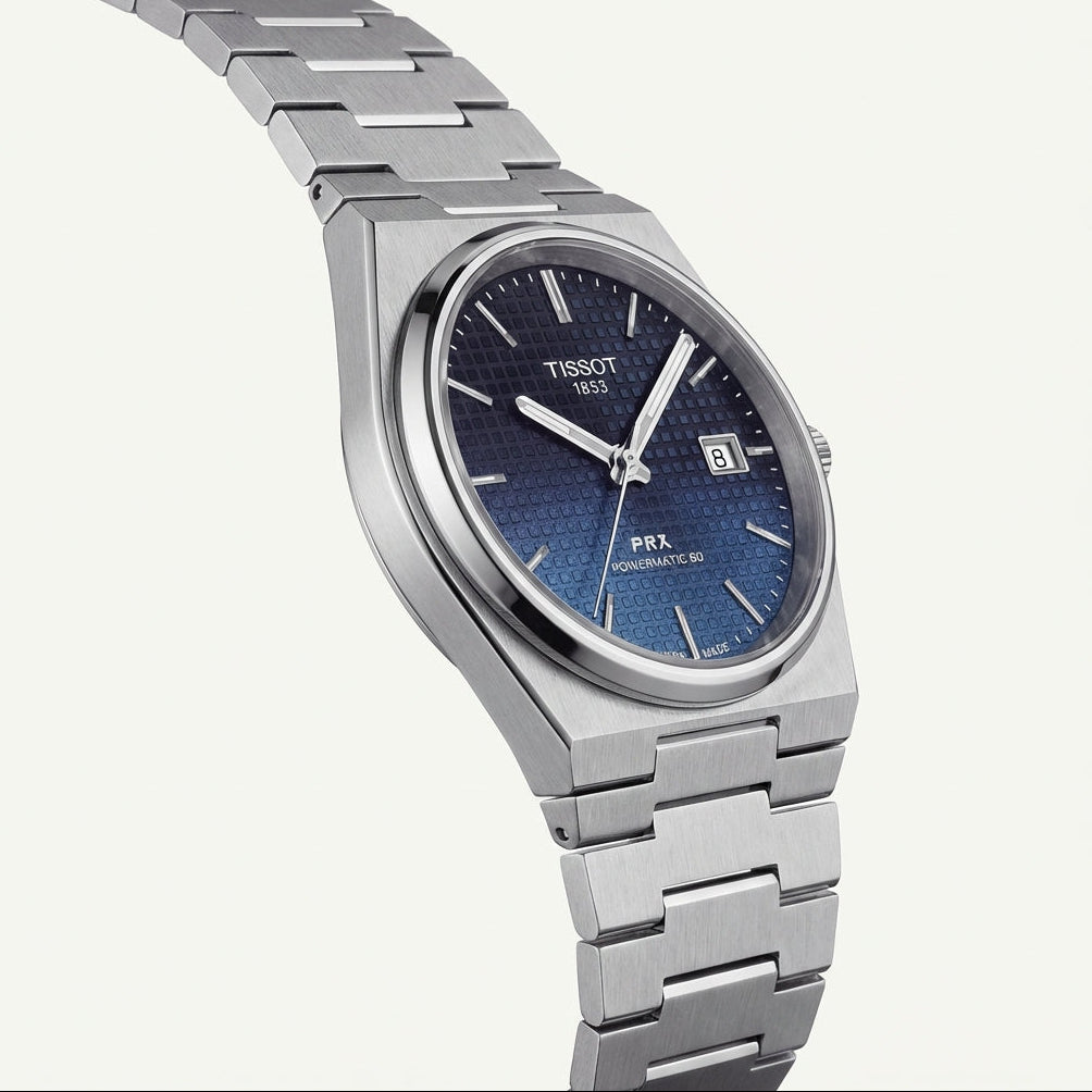Centrix Navy Blue Waffle Dial Automatic Silver Watch