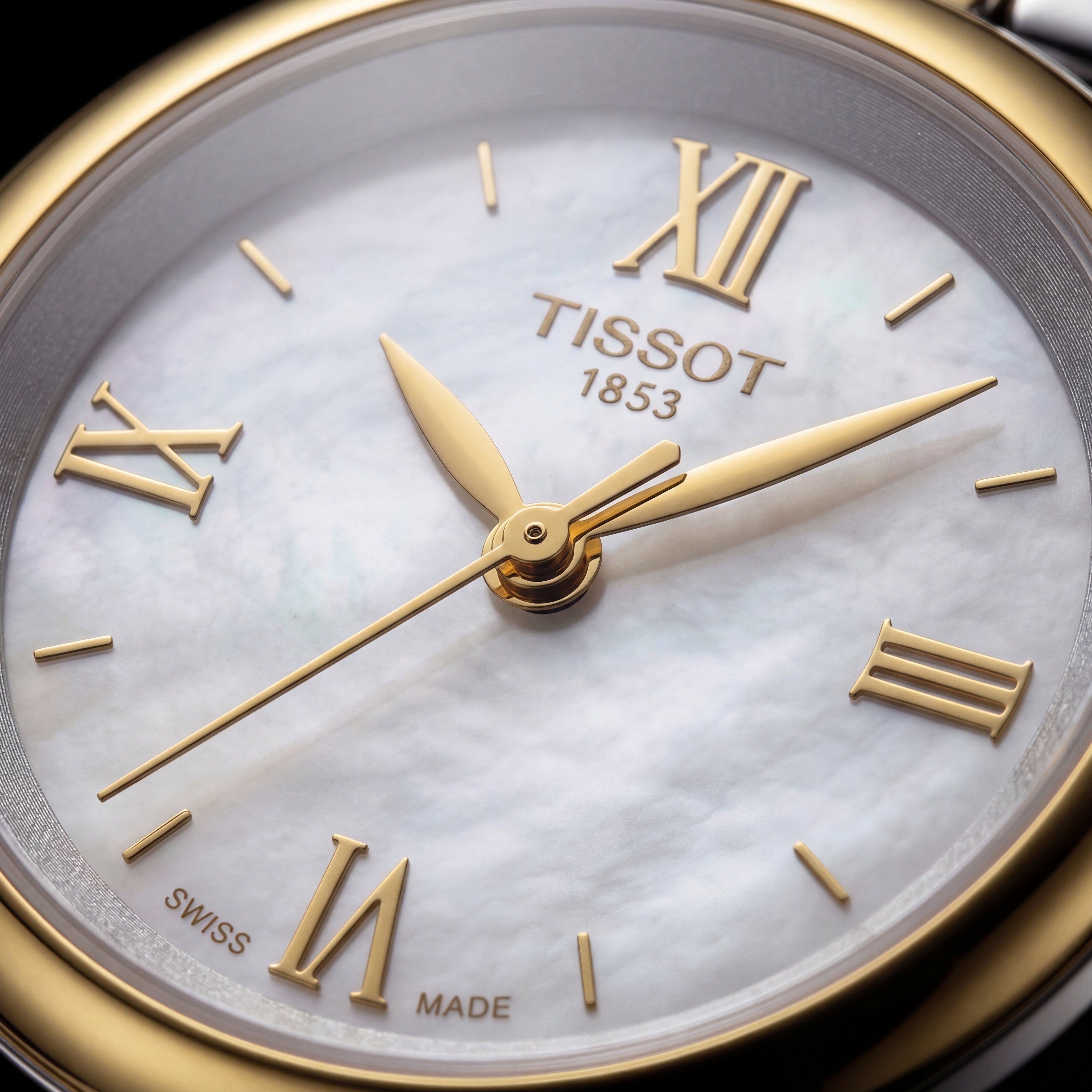 Two-Tone Gold & Steel Roman Numeral Mother-of-Pearl Dial Elegant Bracelet Watch – Women
