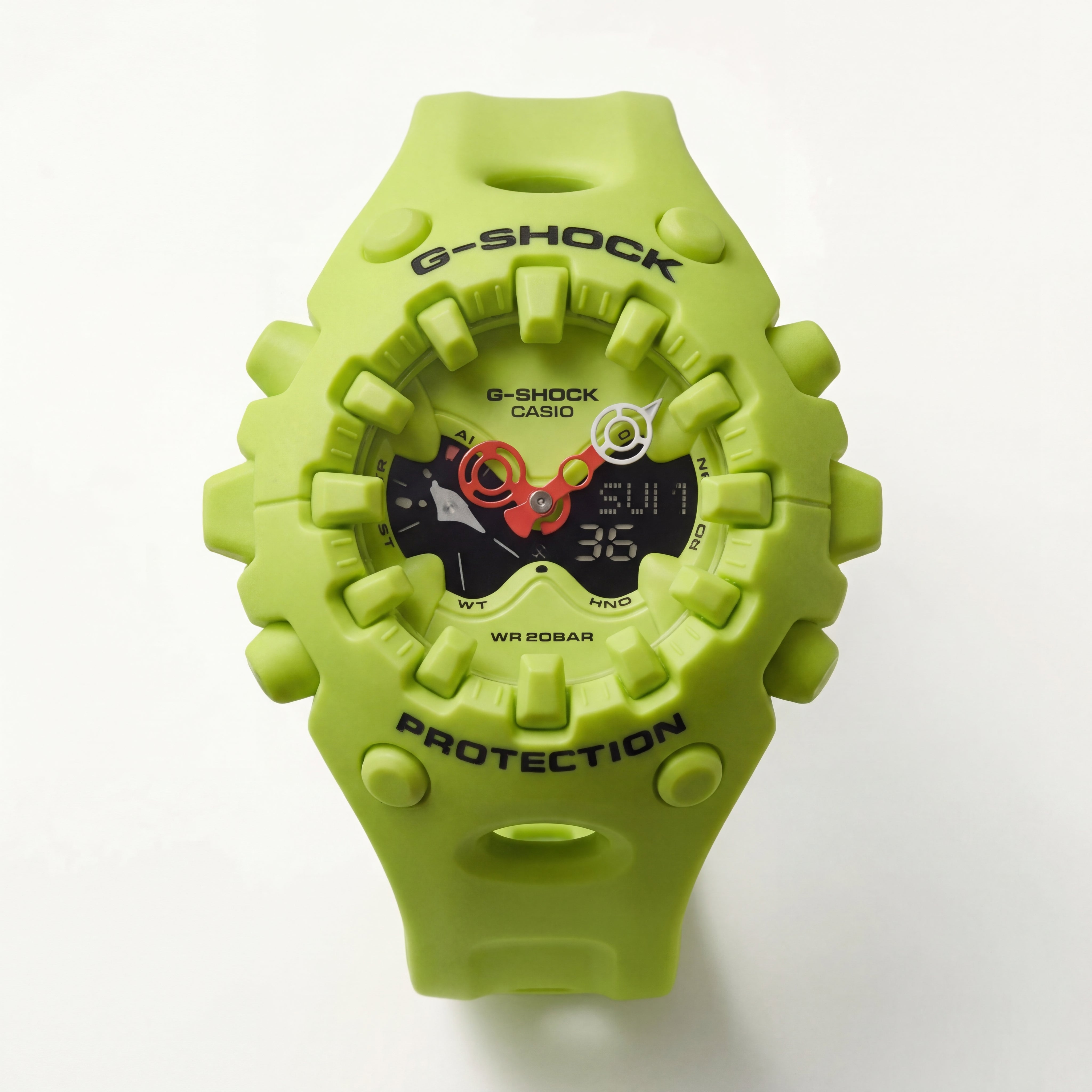 Neon Green Shock-Resistant Hybrid Sports Watch