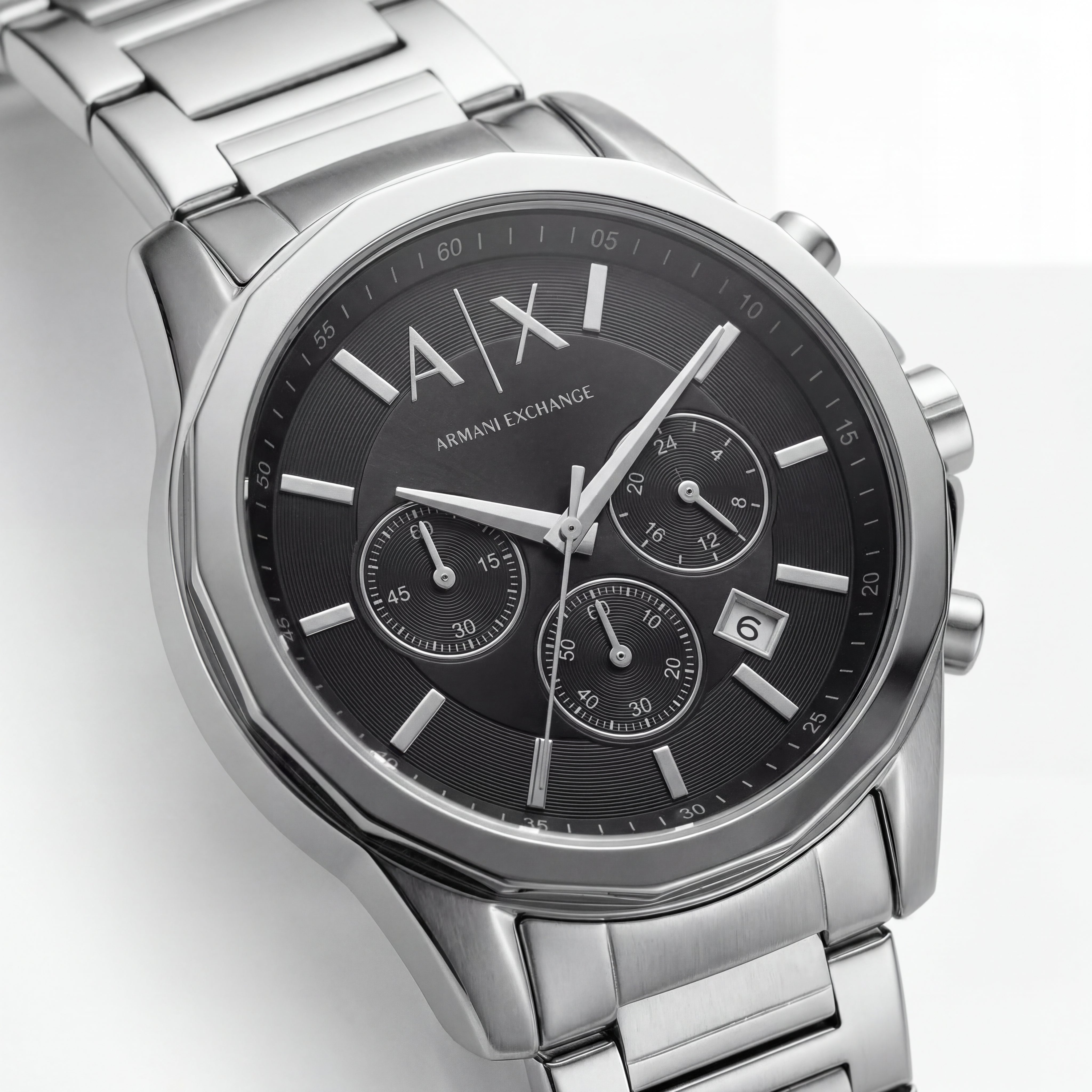 Centrix Midnight Black Silver Chronograph Watch
