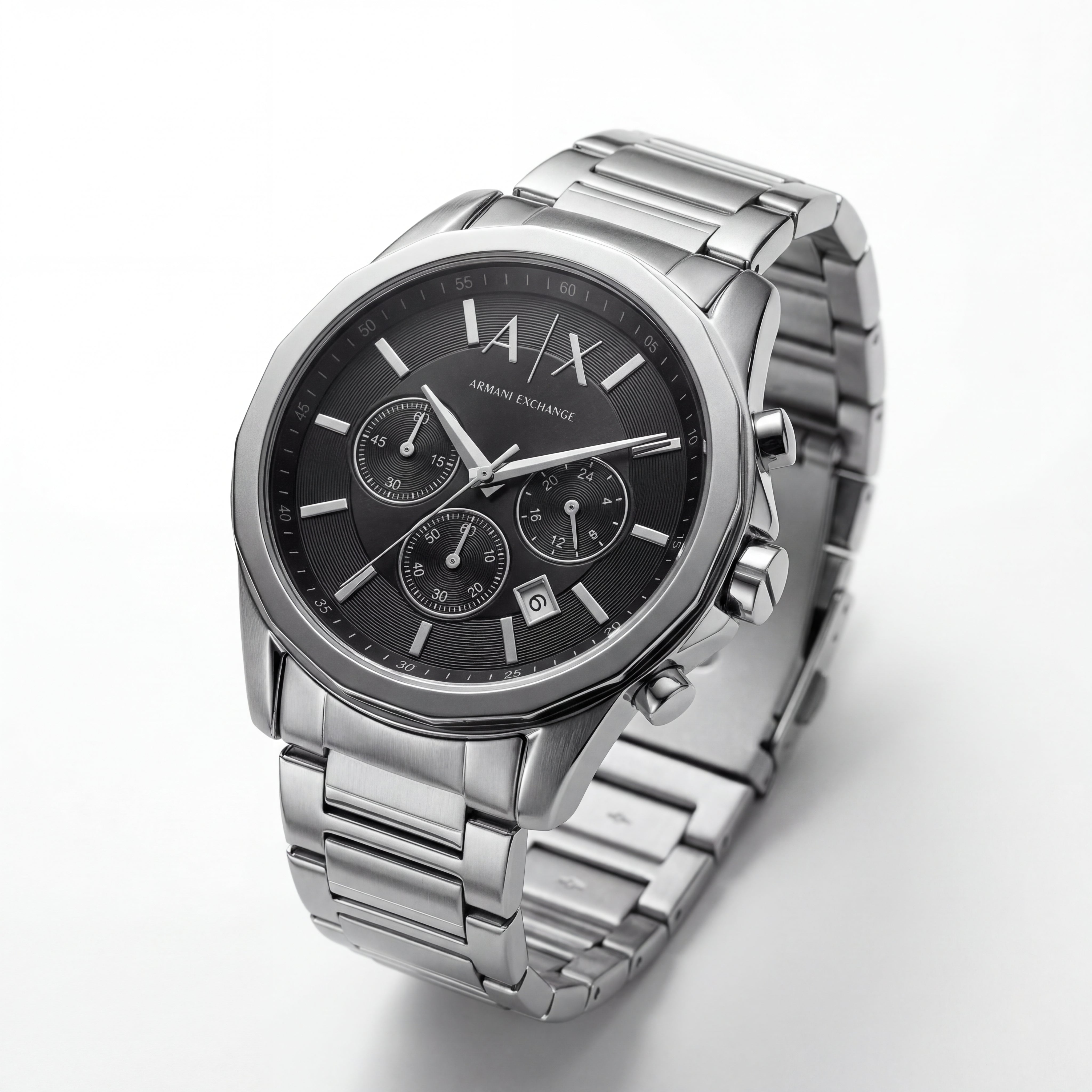 Centrix Midnight Black Silver Chronograph Watch