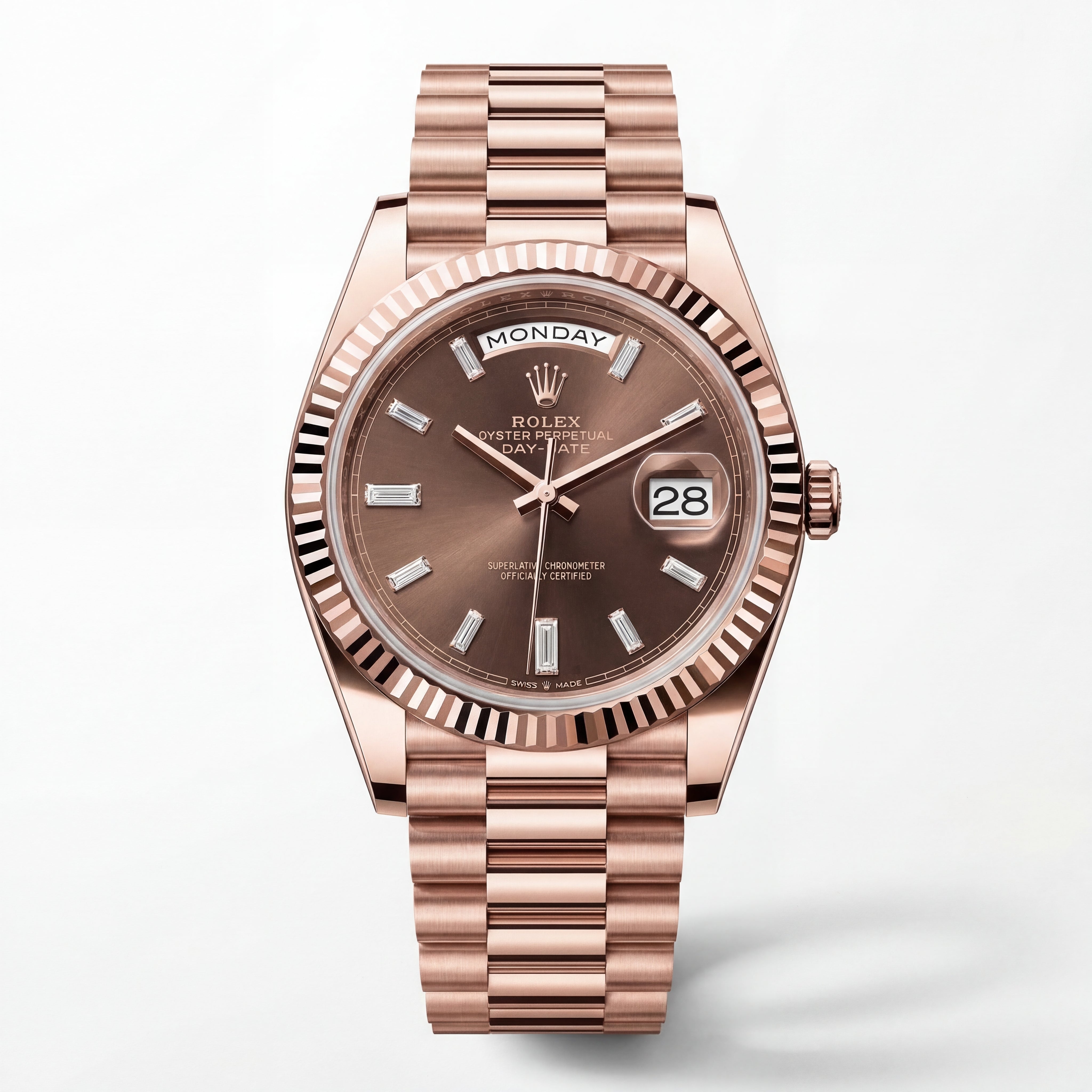 Rose Gold Day-Date Luxury Stainless Steel Watch