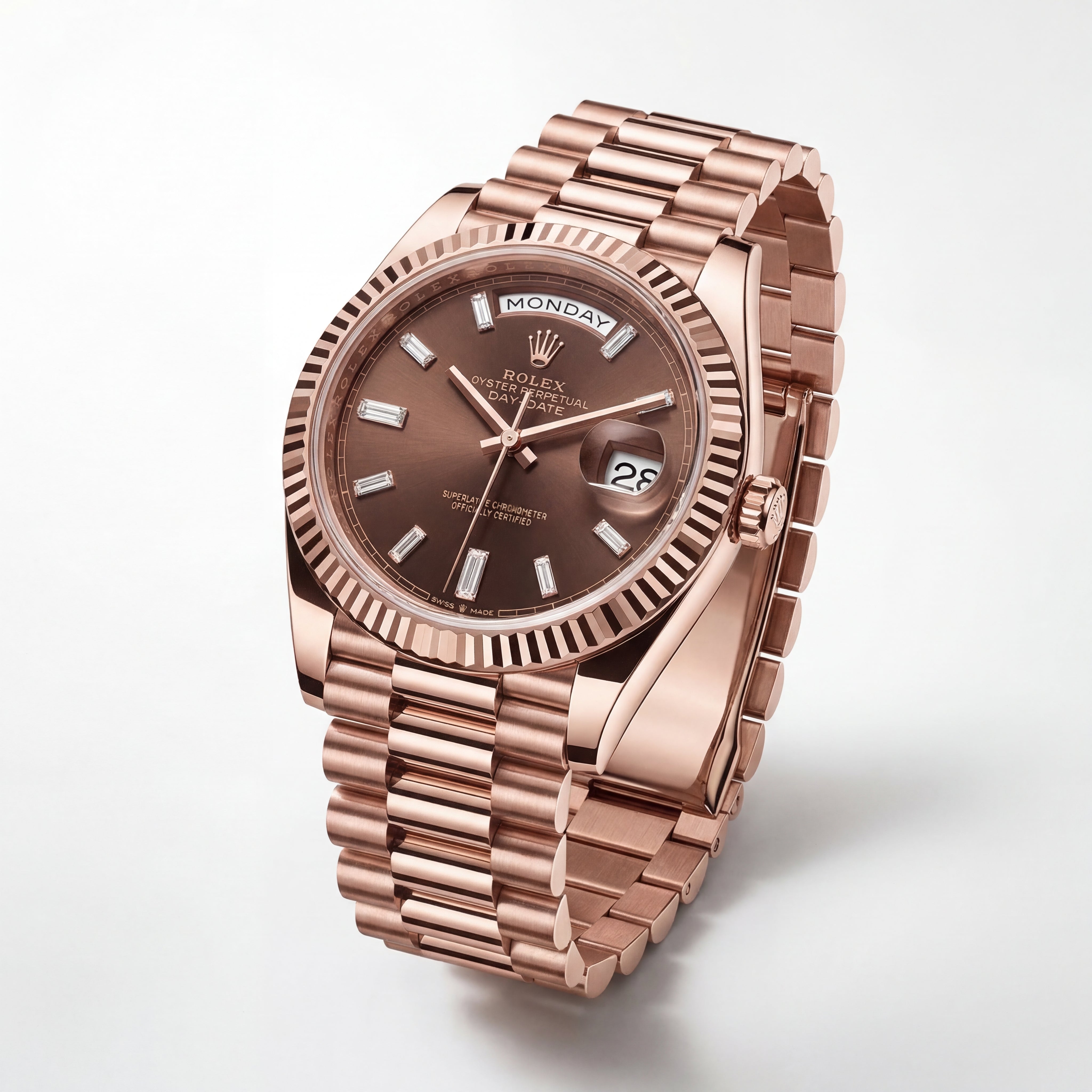 Rose Gold Day-Date Luxury Stainless Steel Watch