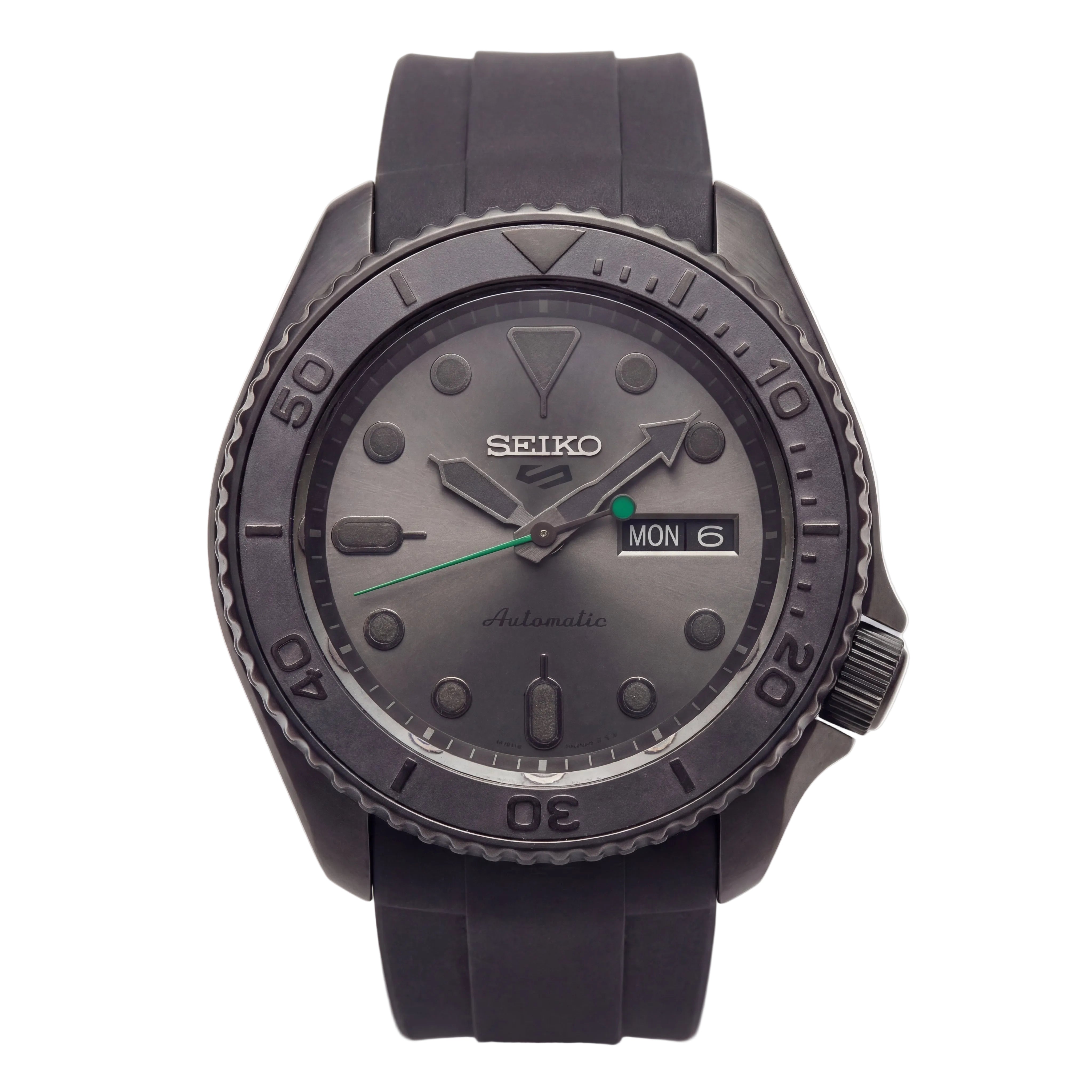 All-Black Automatic Dive Men’s Watch with Matte Grey Dial