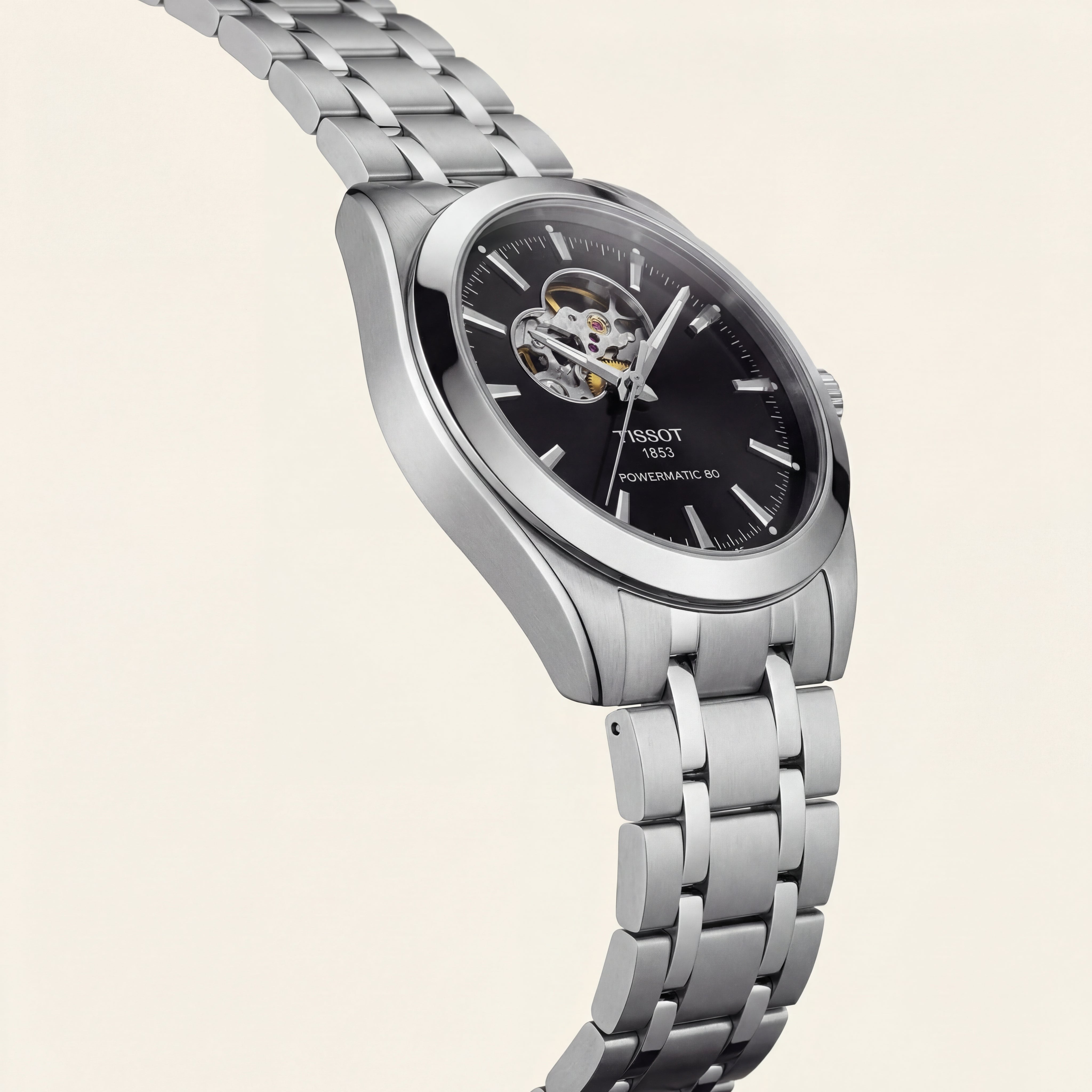 Obsidian Black Open-Heart Automatic Steel Watch