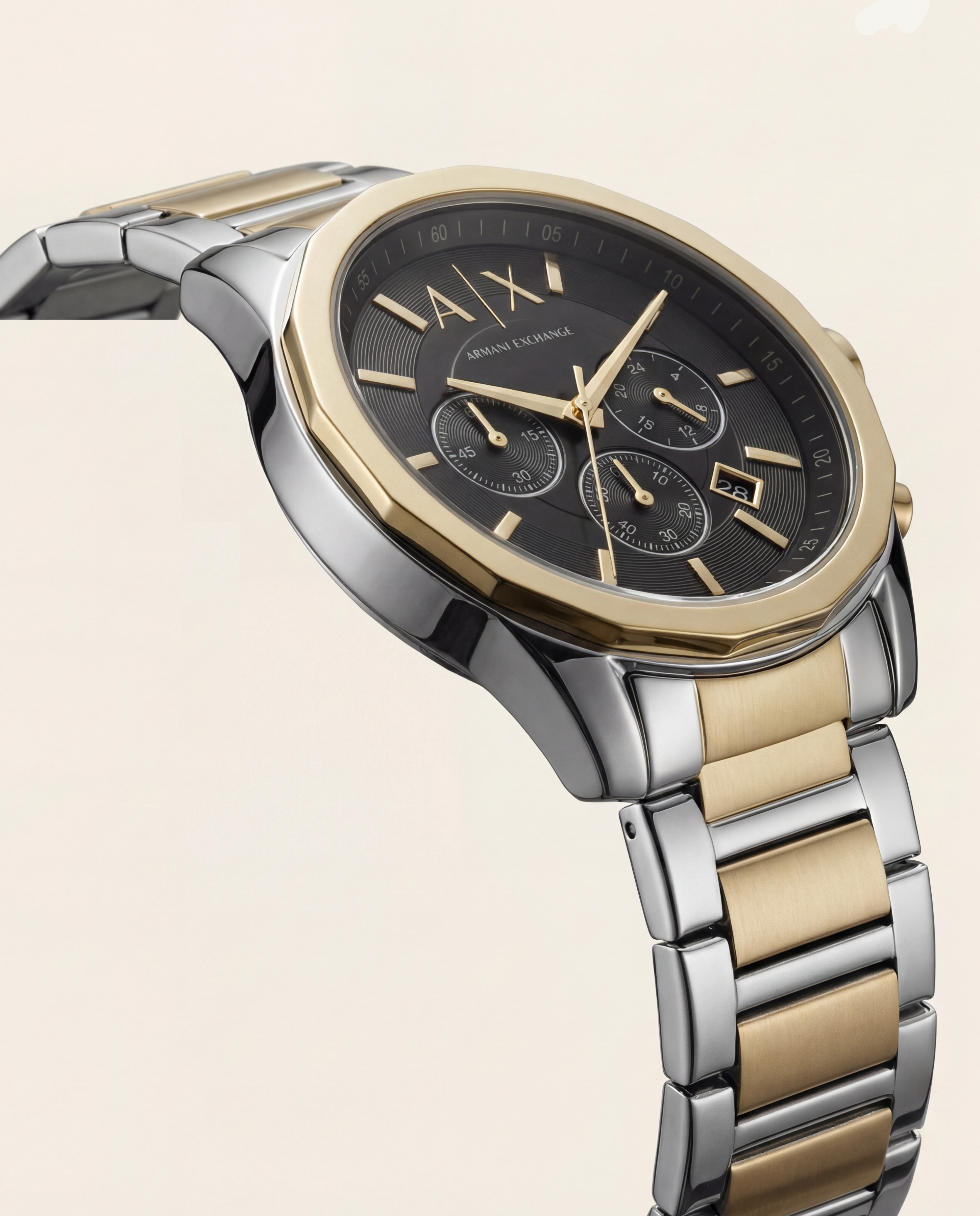 Centrix Onyx Black Silver–Gold Chronograph Watch