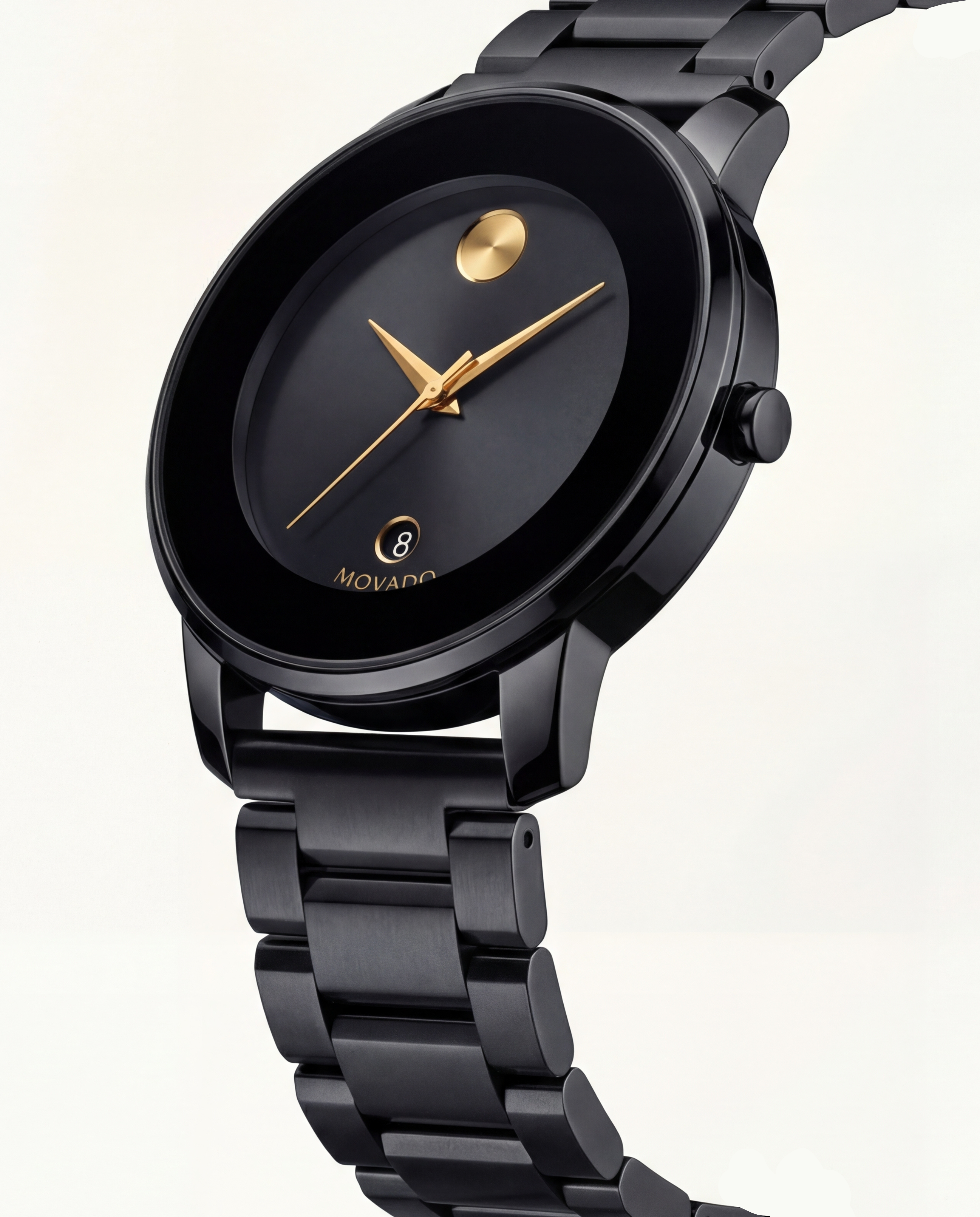 Midnight Black Gold Accent Minimalist Men’s Watch
