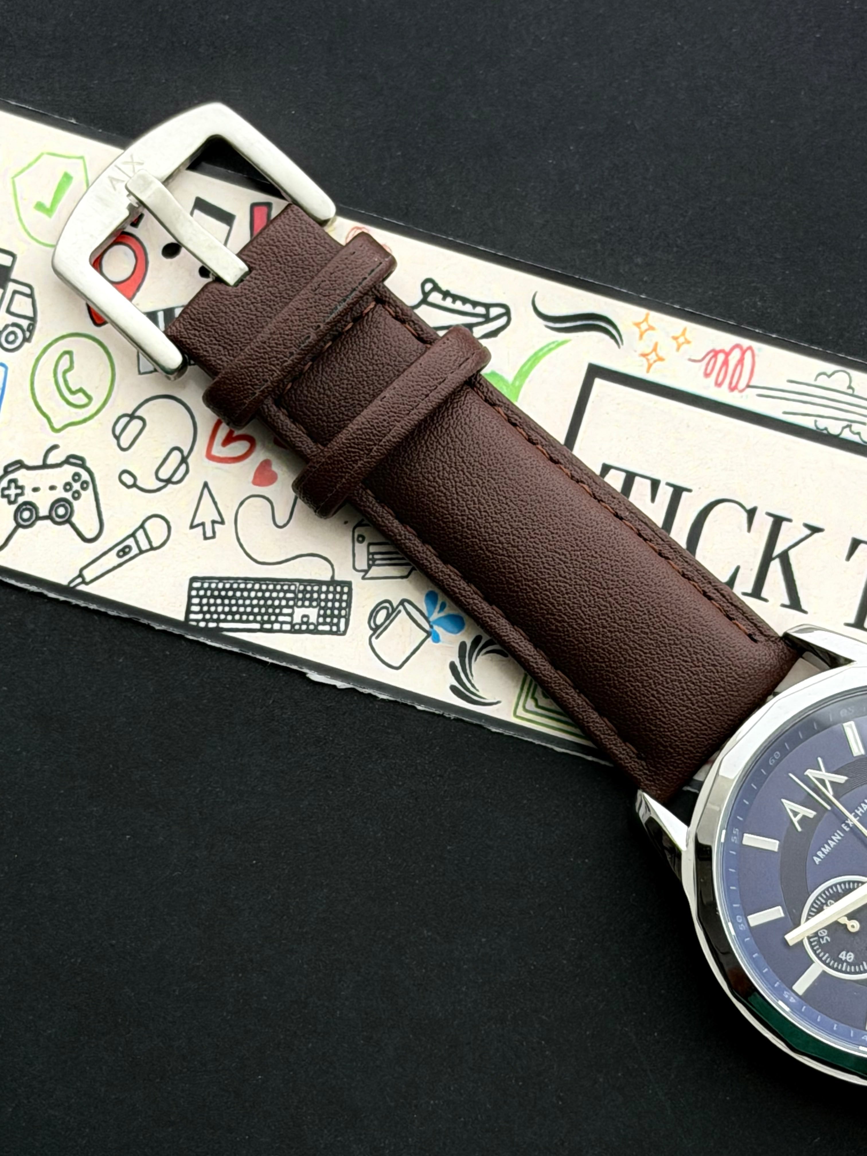 Premium Silver Blue Chronograph Leather Luxury Watch – Men