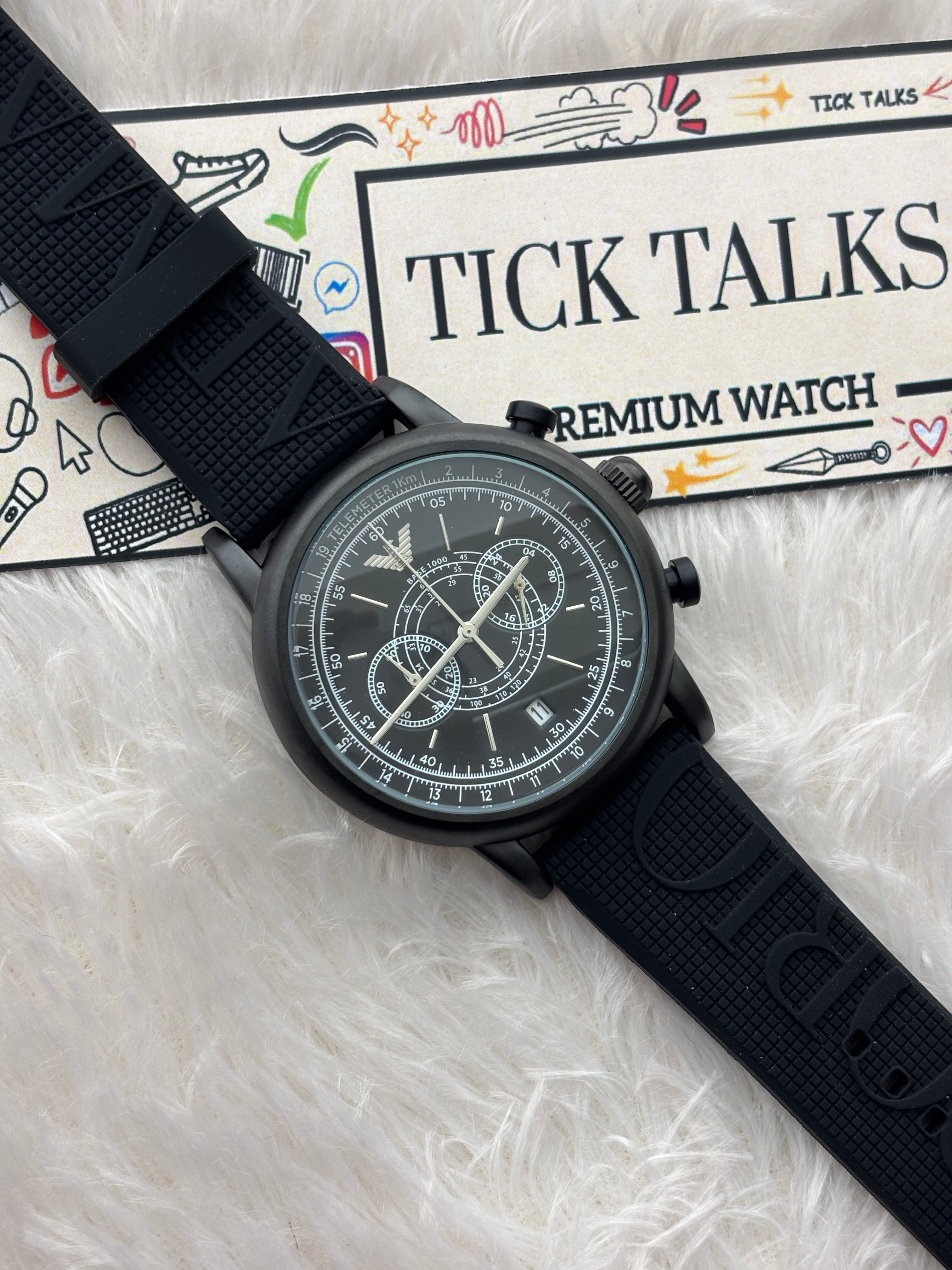 Premium Black Chronograph Style Watch – Men