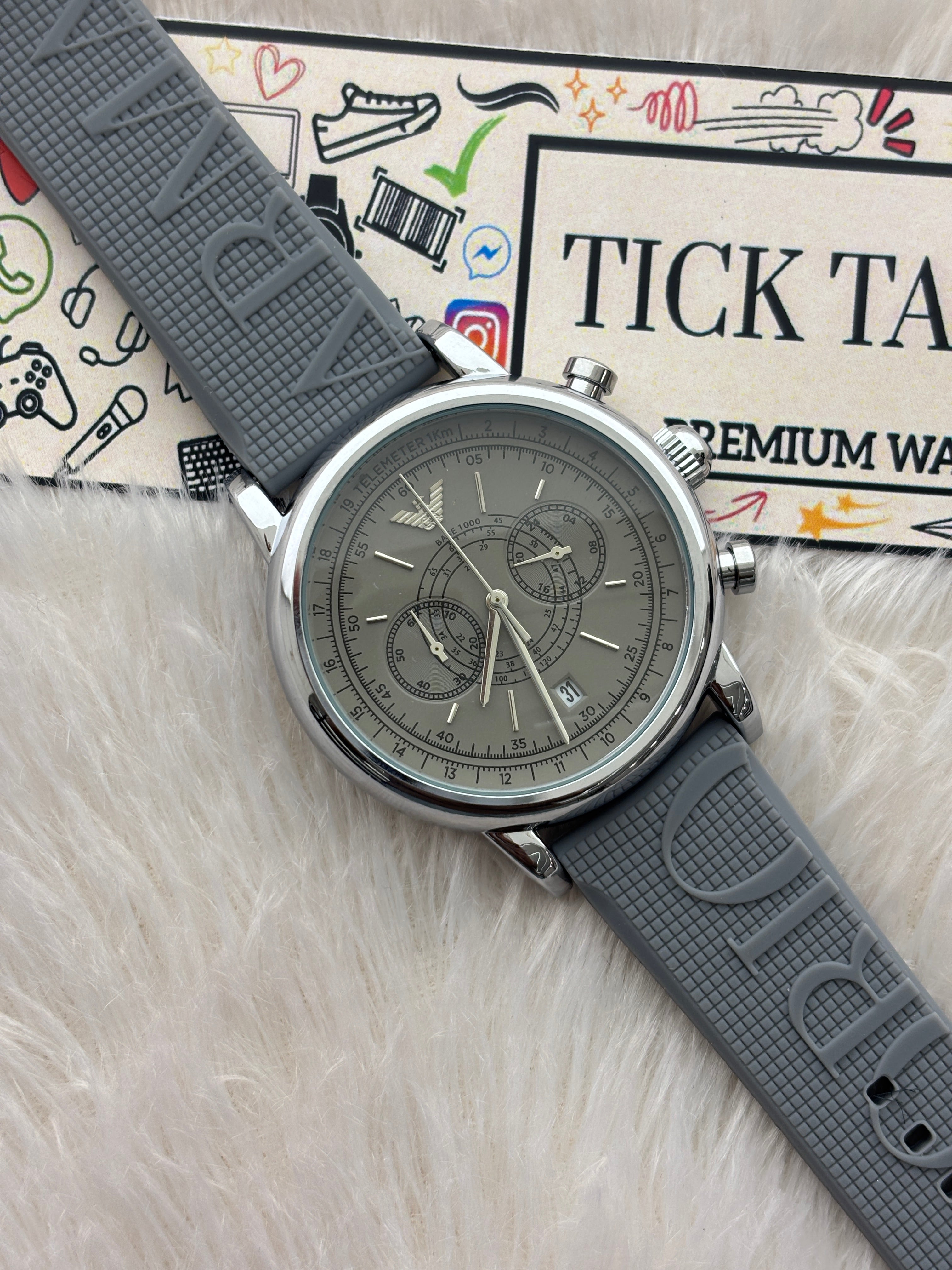 Premium Grey Chronograph Style Watch – Men