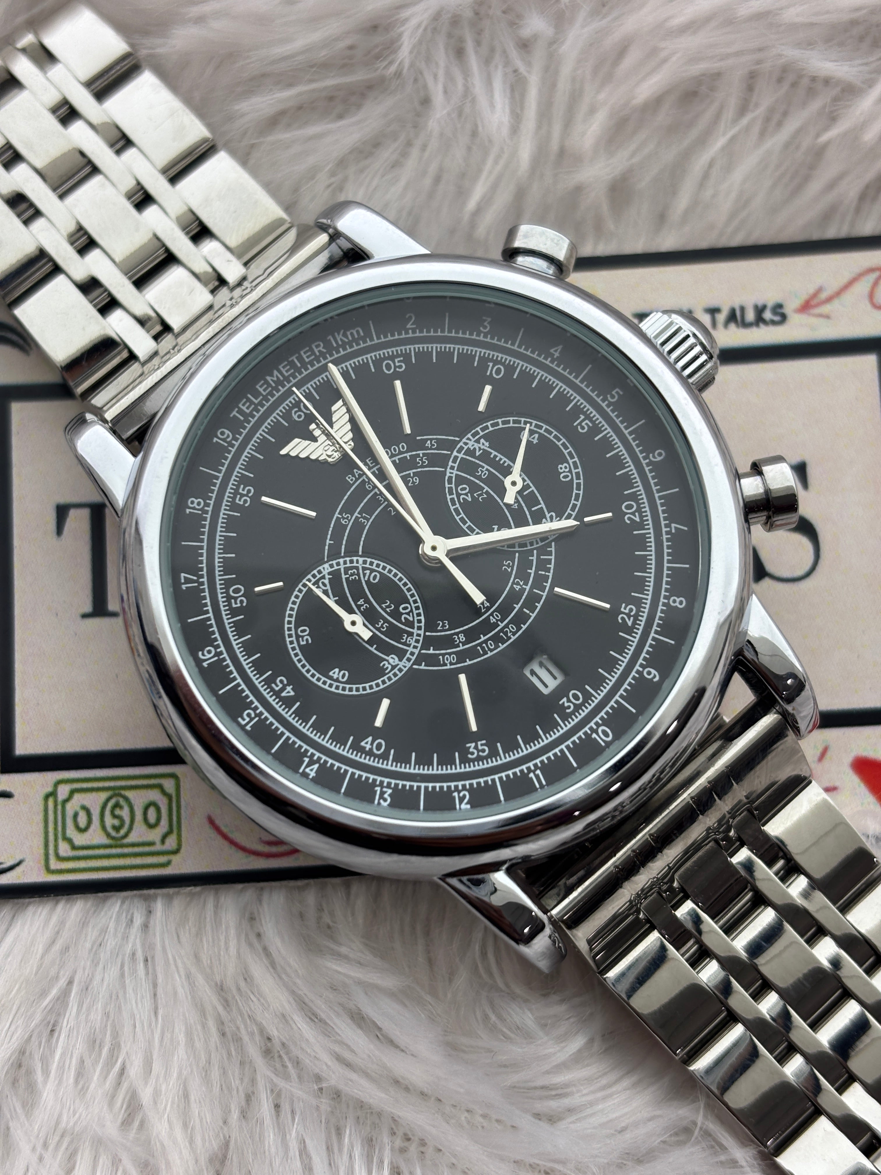 Premium Black Multifunction Luxury Watch – Men