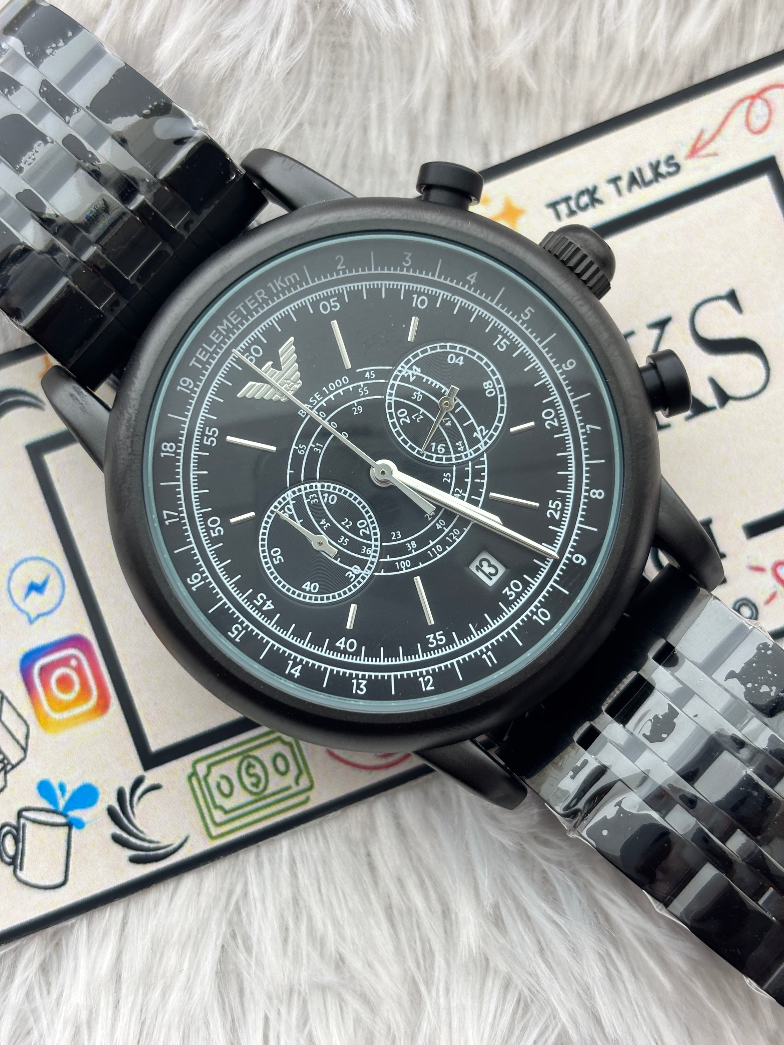 Premium Black Multifunction Luxury Watch – Men
