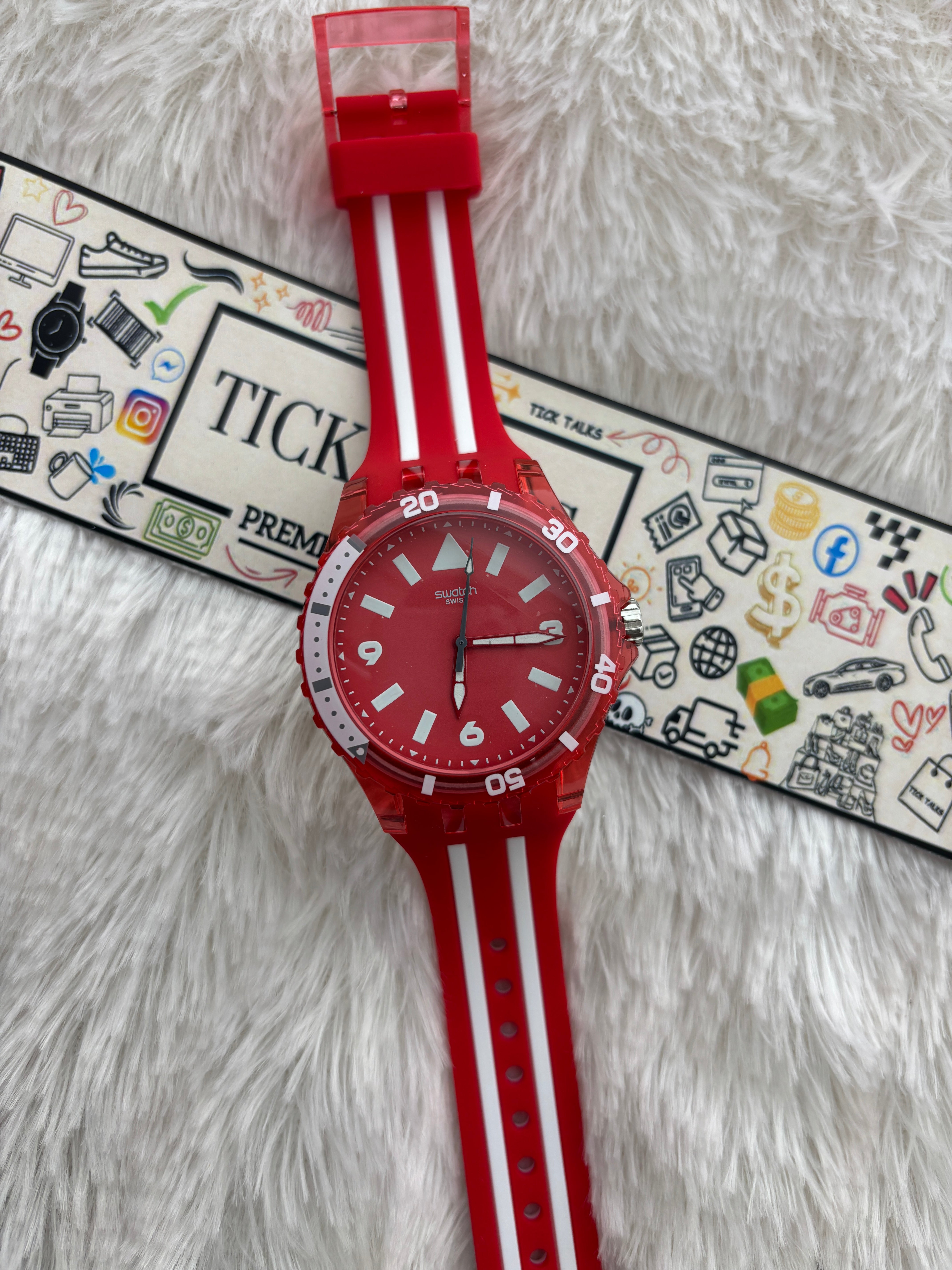 Red Transparent Sport Men’s Watch with Silicone Strap