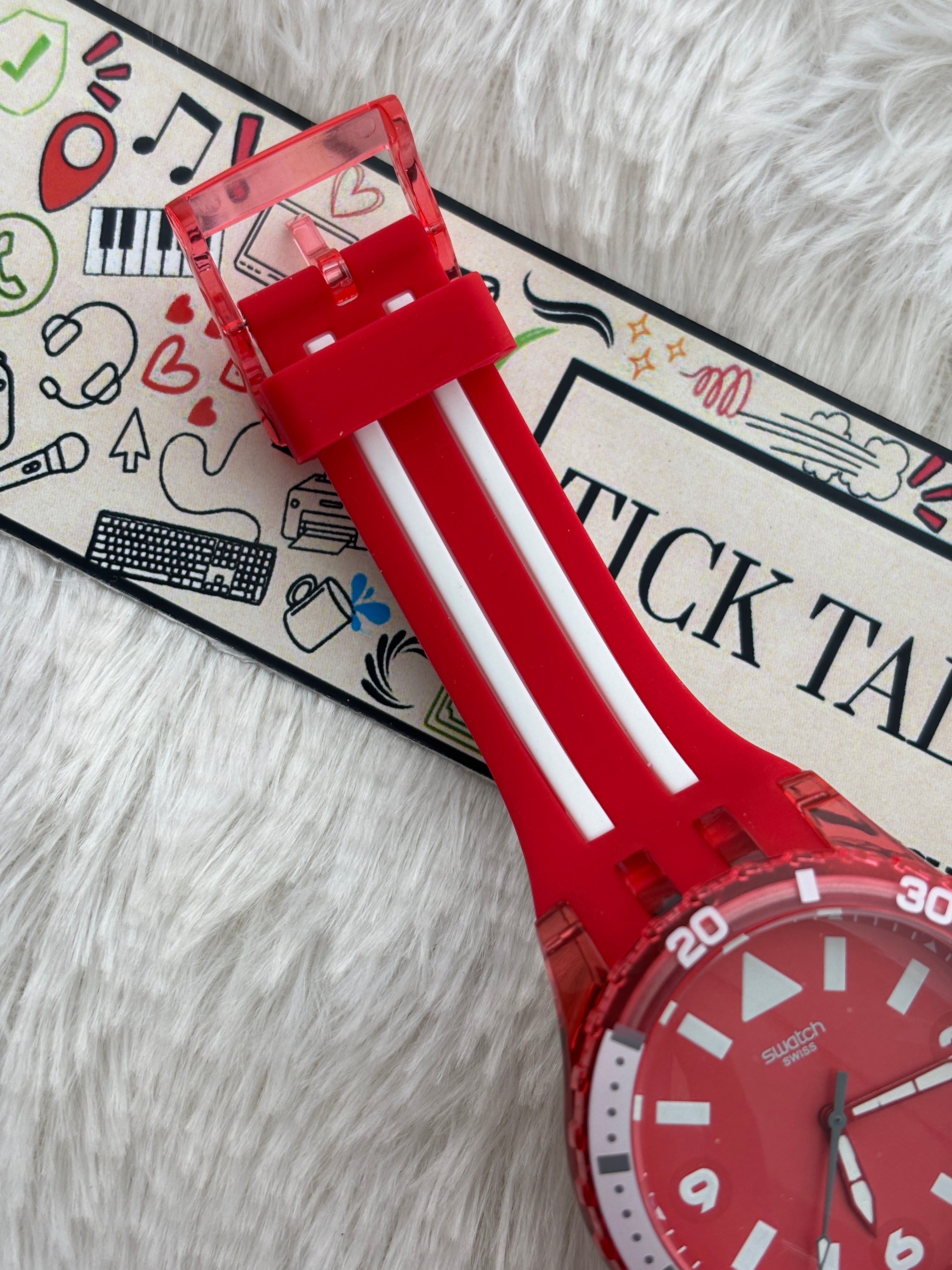 Red Transparent Sport Men’s Watch with Silicone Strap
