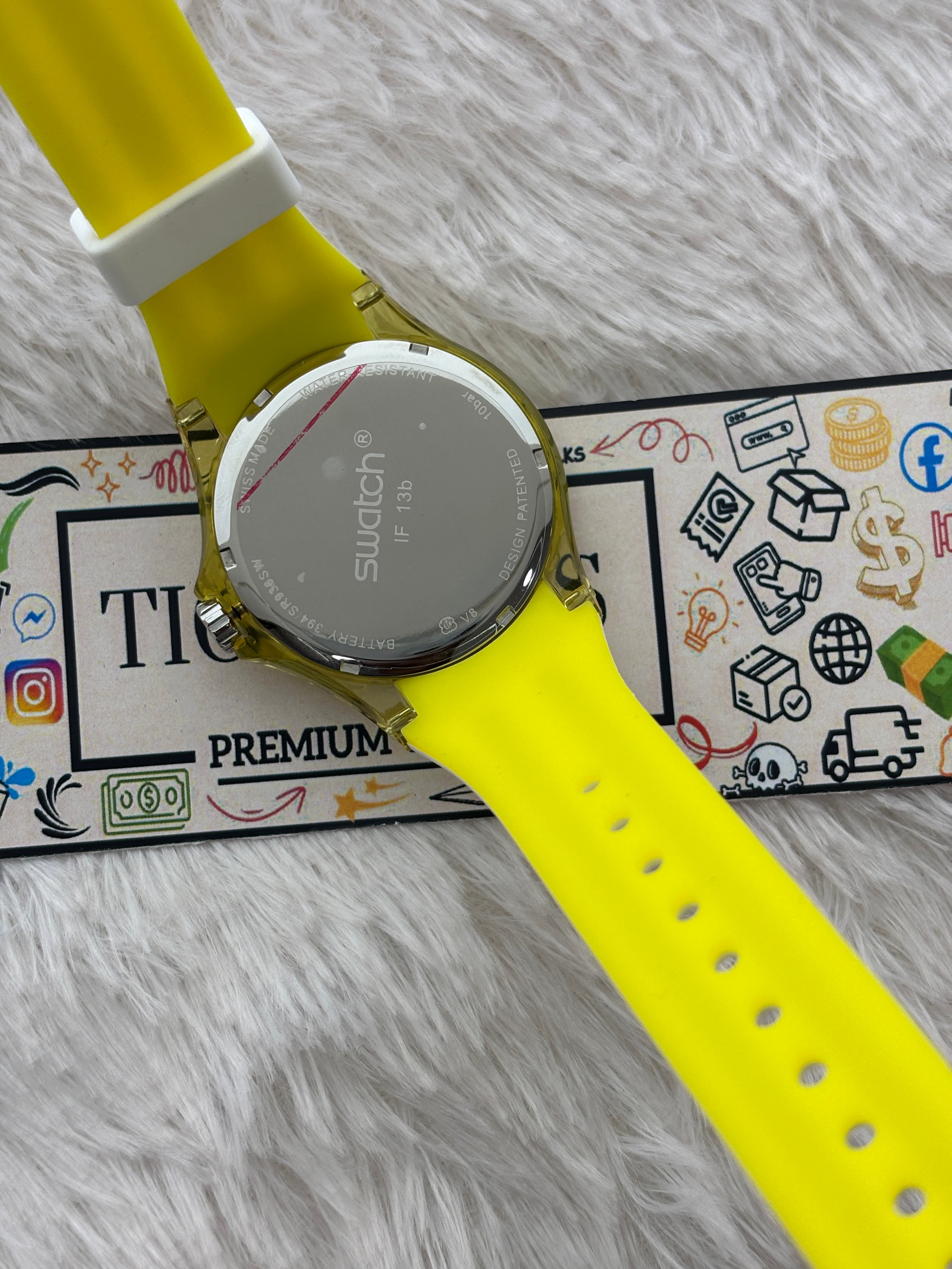 Yellow Transparent Sport Men’s Watch with White Silicone Strap