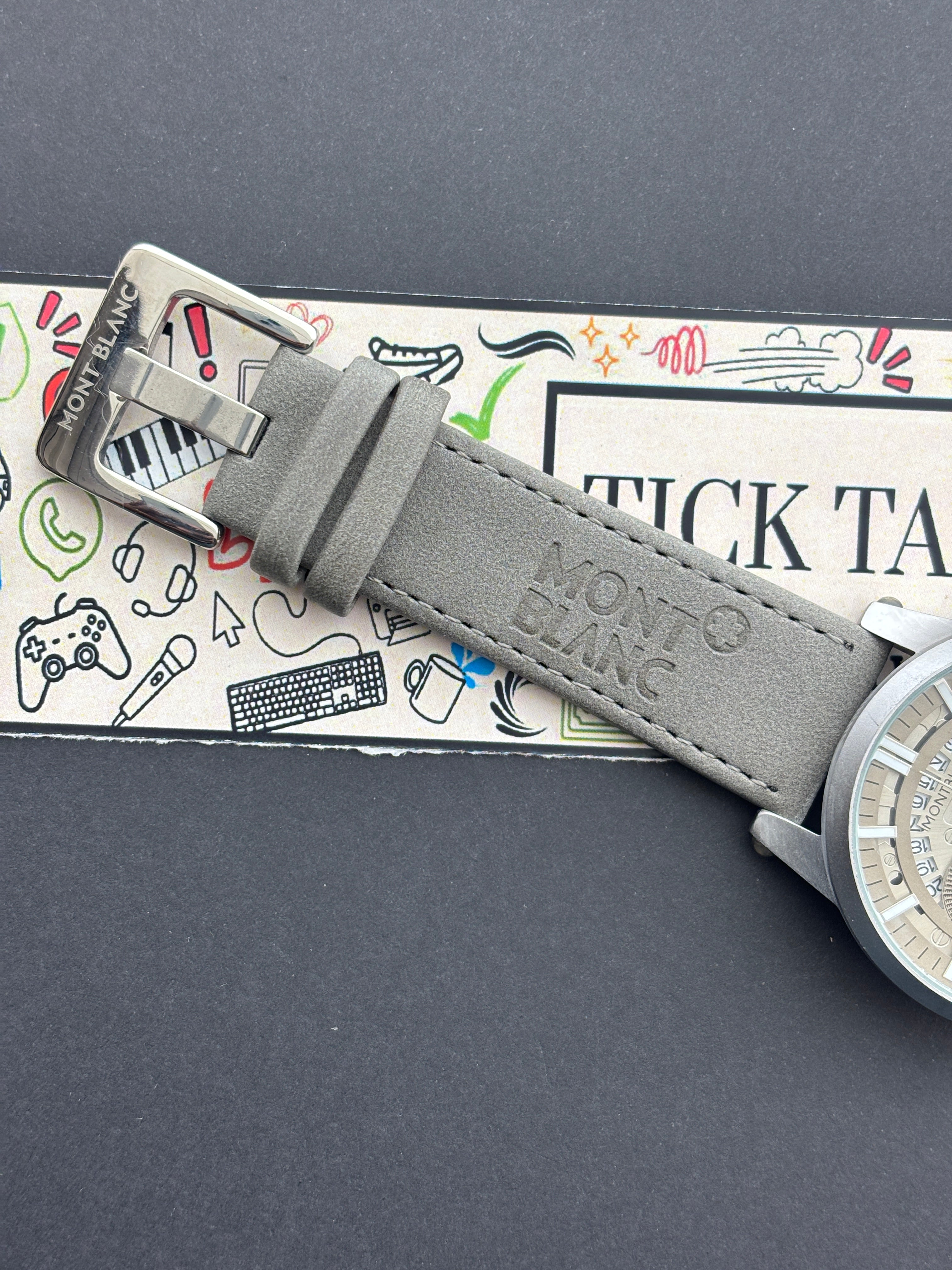 Premium Grey Skeleton Chronograph Leather Strap Luxury Watch – Men