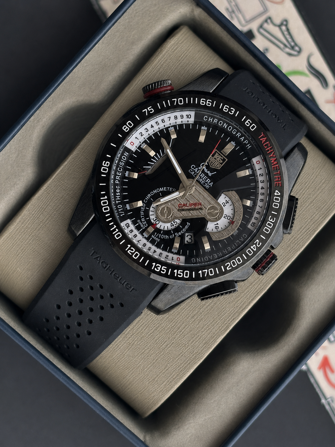 Premium Black Racing Chronograph Rubber Strap Luxury Watch – Men