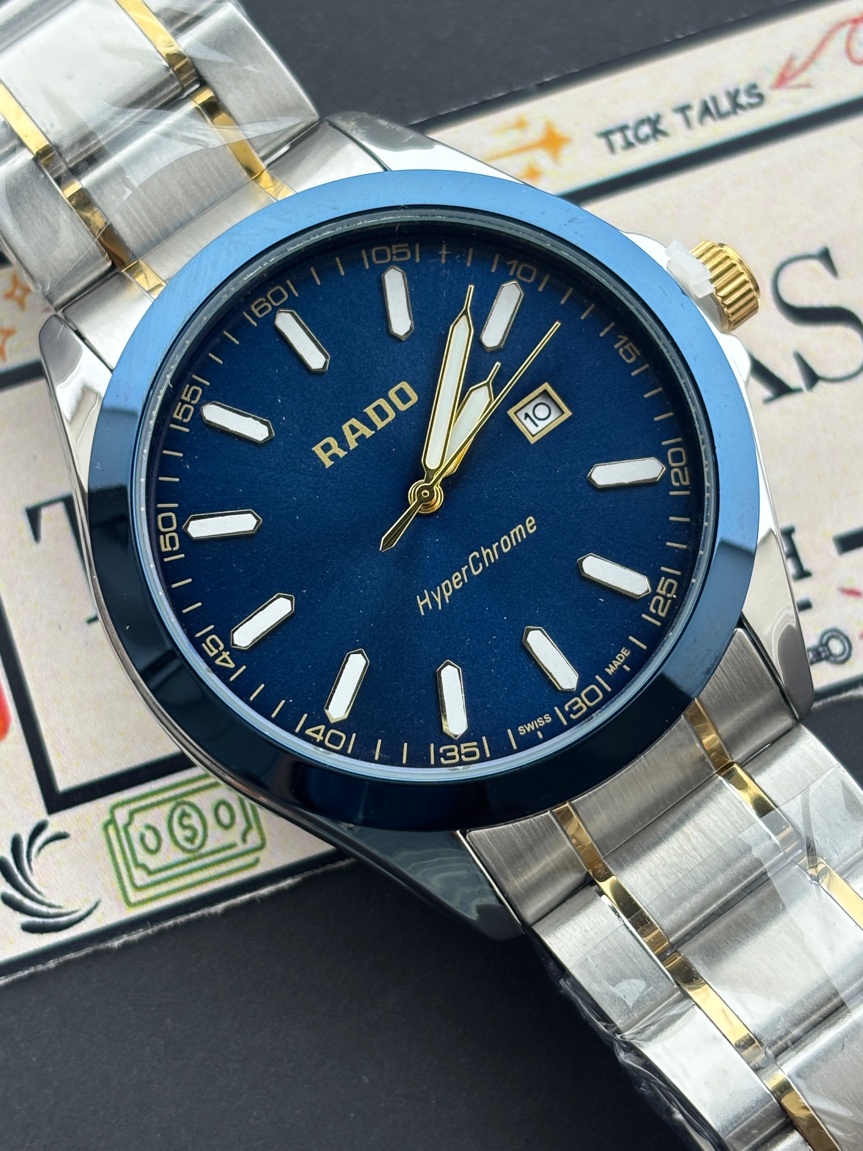 Premium Two-Tone Blue Dial Luxury Watch Steel Bracelet – Men