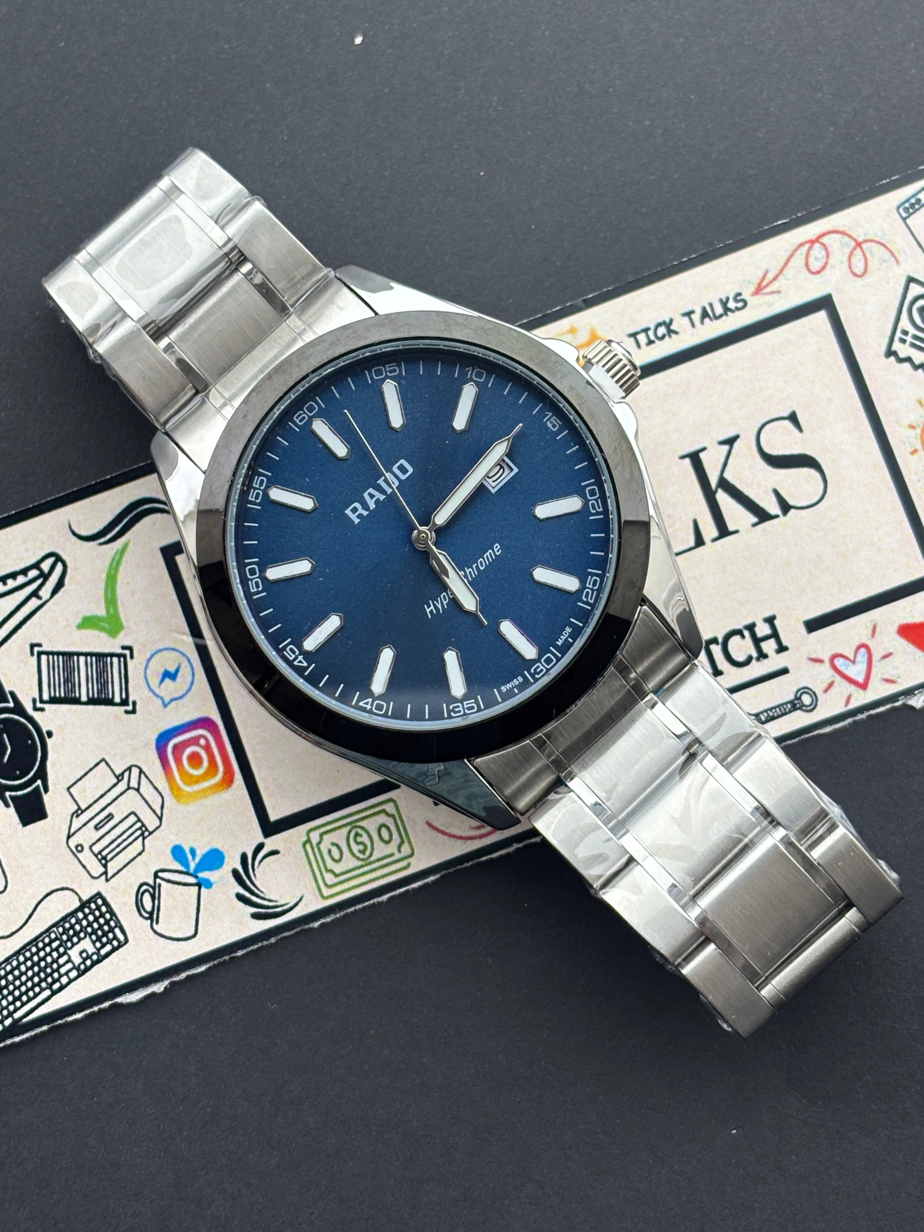 Premium Silver Blue Dial Luxury Watch Steel Bracelet – Men
