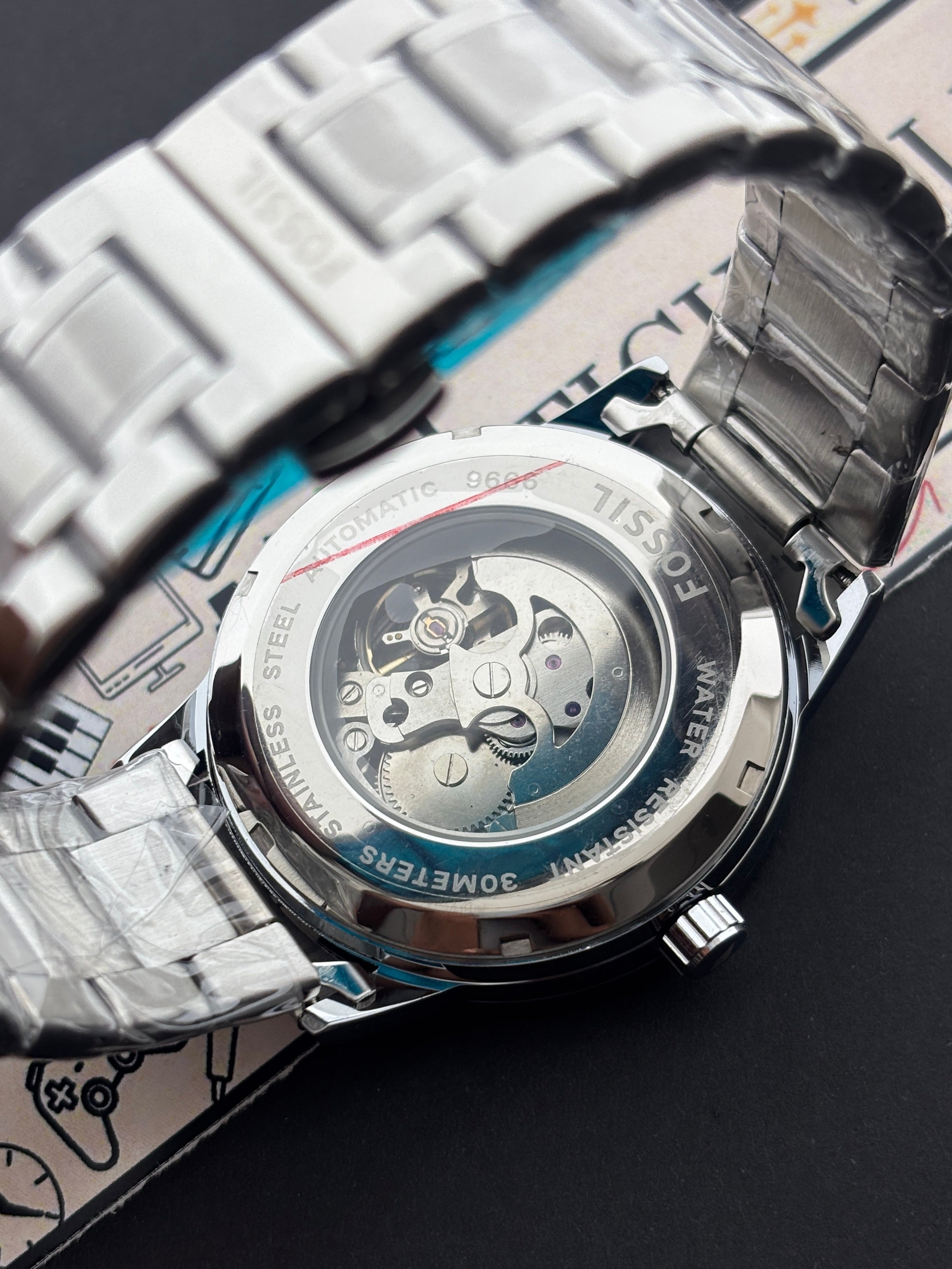 Premium Silver Skeleton Automatic Watch – Men