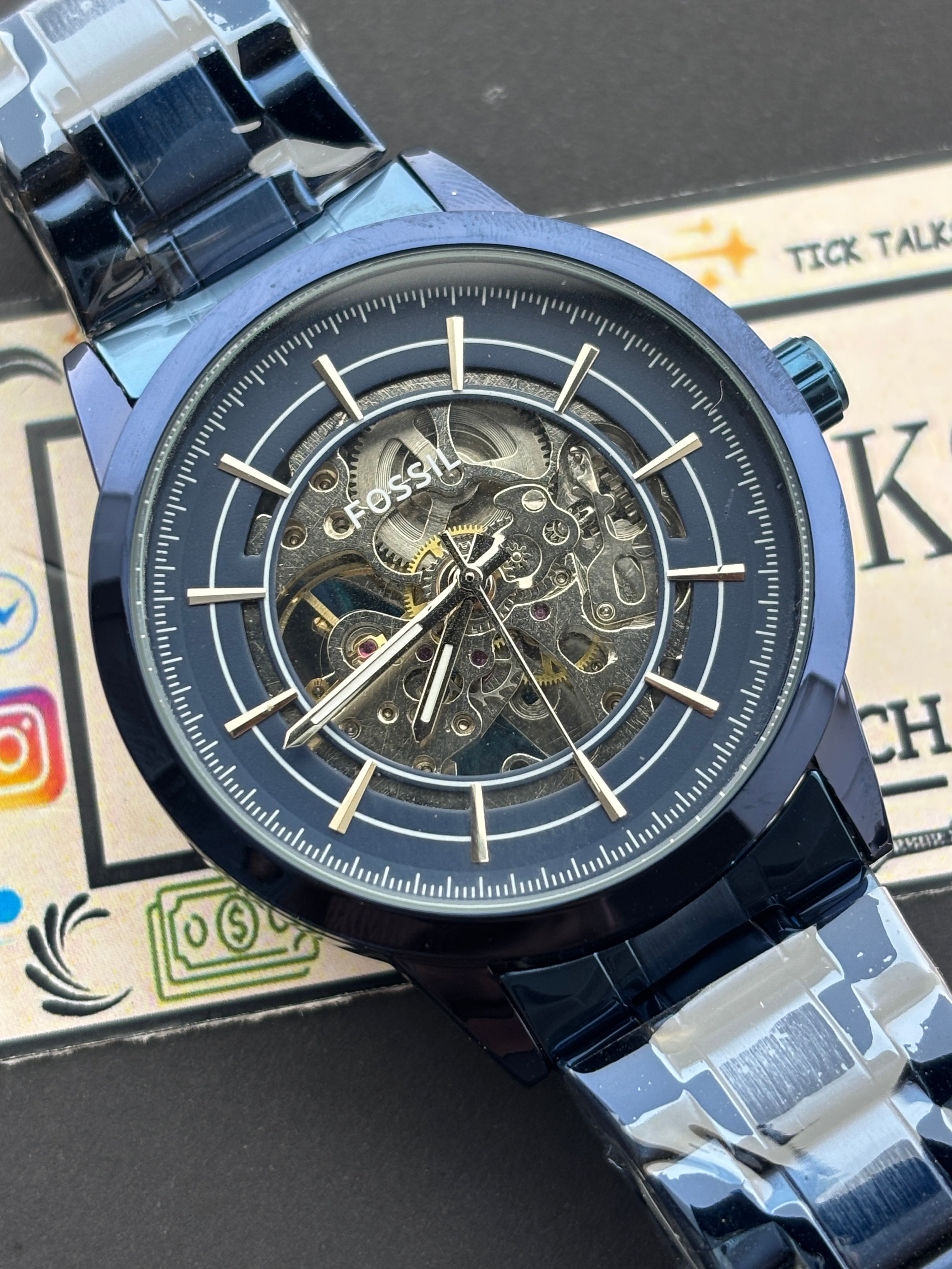 Premium Blue Skeleton Automatic Watch – Men