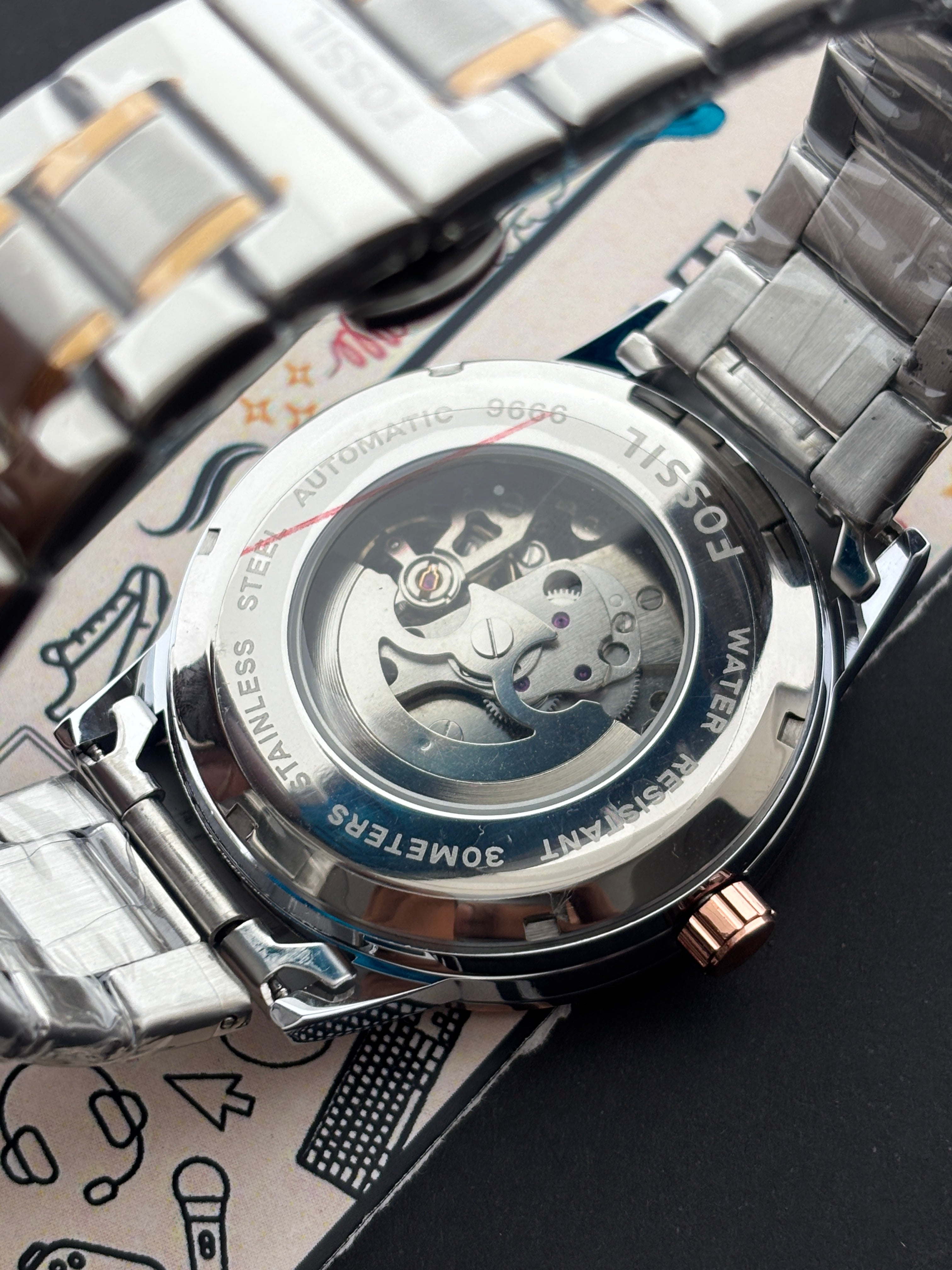 Premium Rose Gold Skeleton Automatic Watch – Men