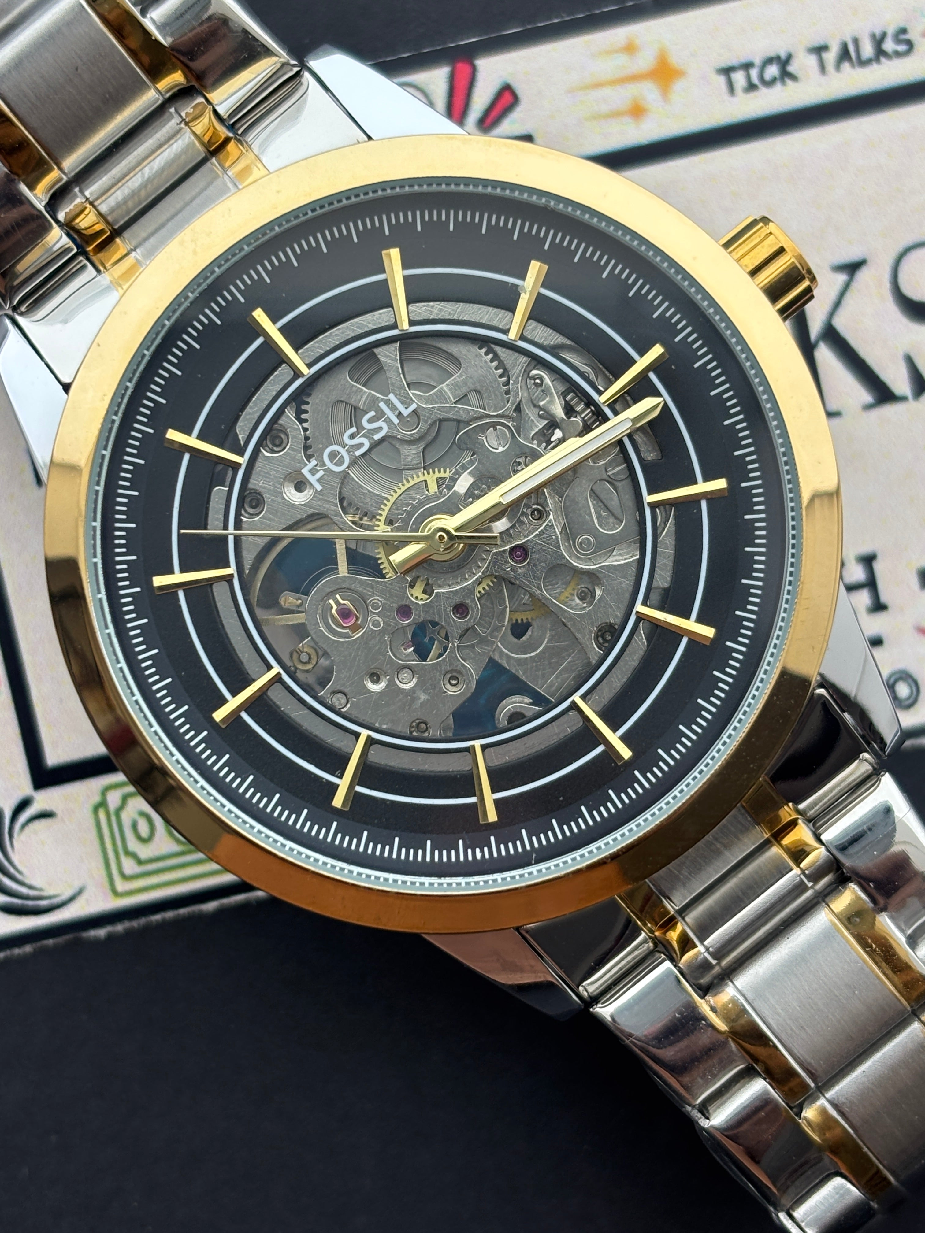 Premium Gold Skeleton Automatic Watch – Men