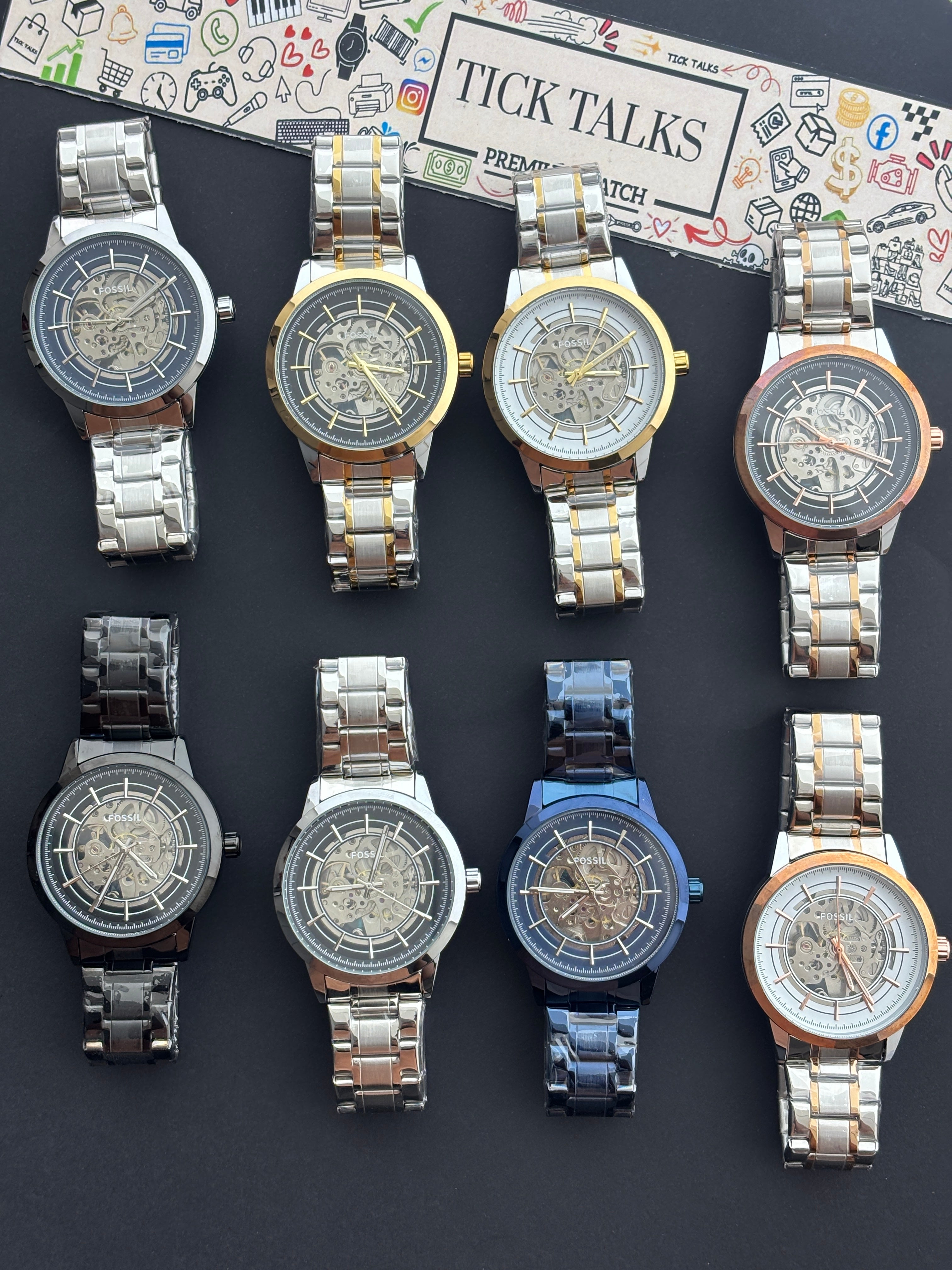 Premium Black Skeleton Automatic Watch – Men